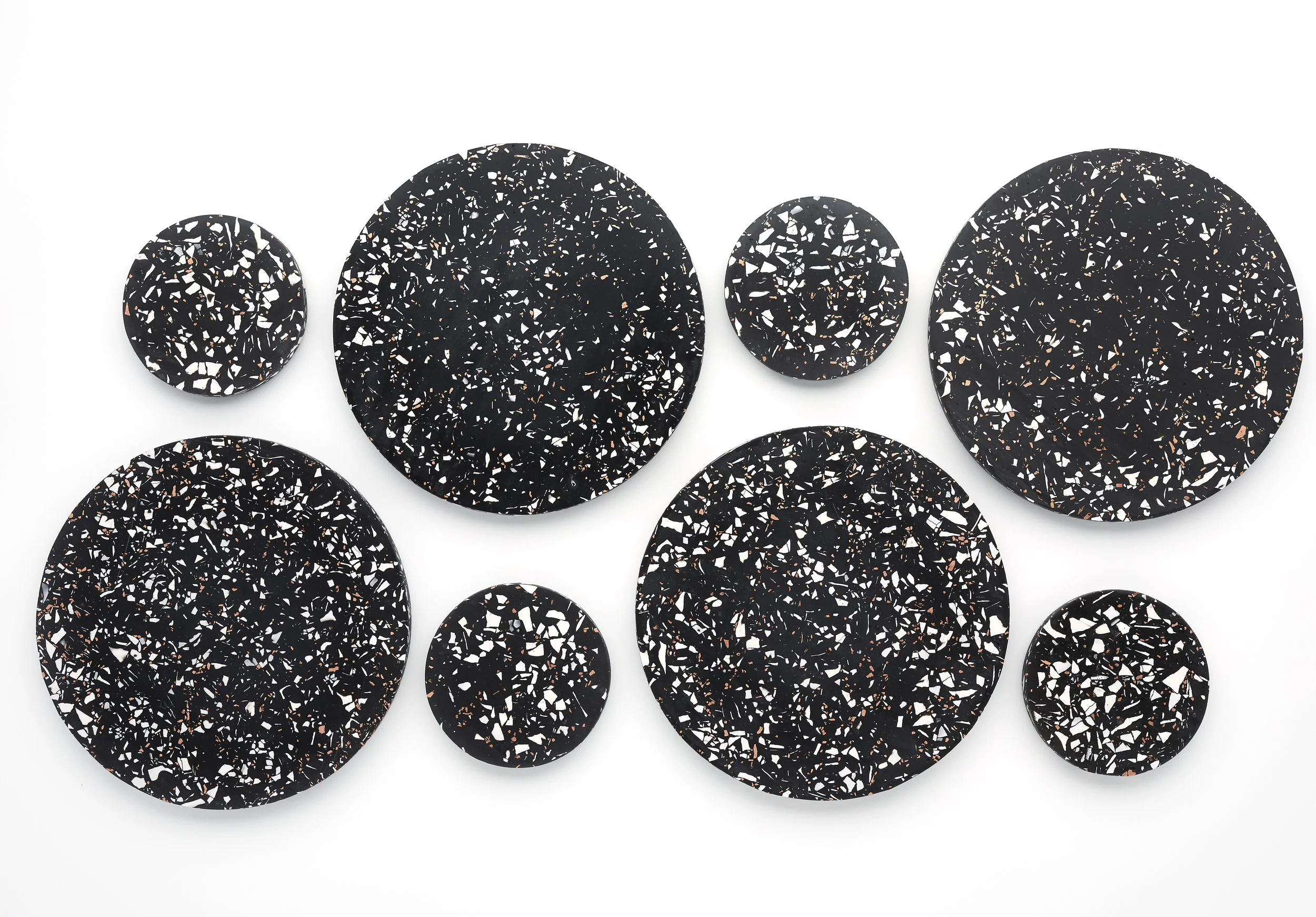 Jesmonite Terrazzo Placemat- Darkside Black and Copper with coasters