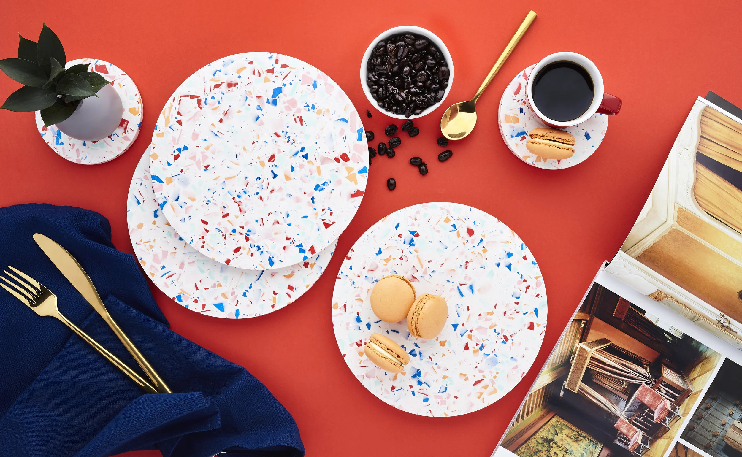 Jesmonite Terrazzo Placemat- Colourful Royal Set