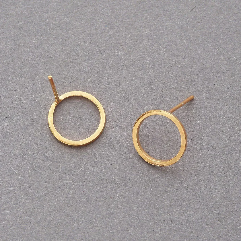 Gold Circle Stud Minimal Earrings
