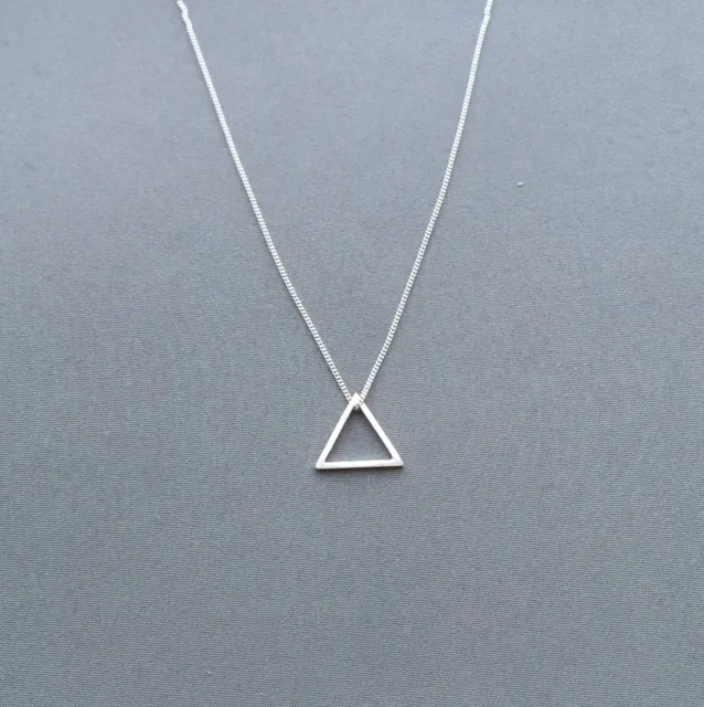 Minimal Silver Triangle Necklace