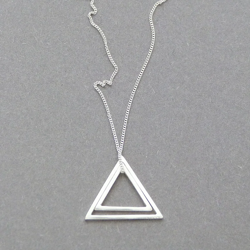 Double Triangle Silver Necklace