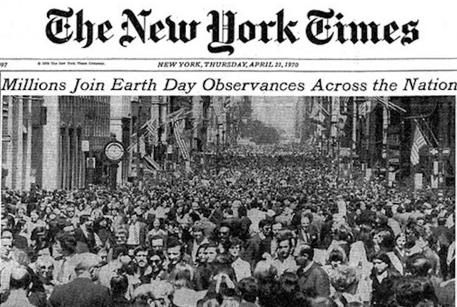 New York Times cover for Earth Day on April 22, 1970. (Credit: pps.org)