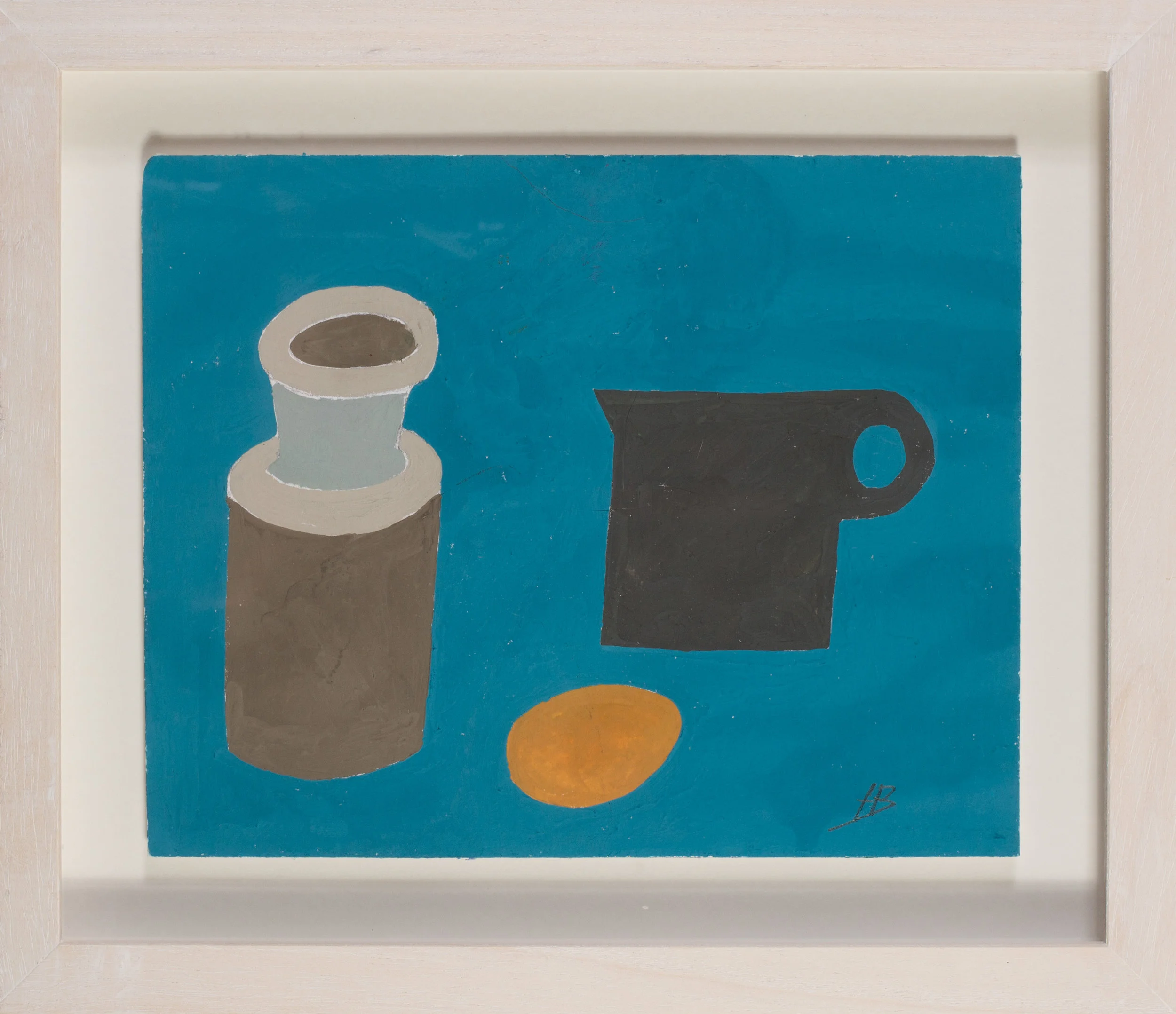 Heather Bray (Cornish, 20th / 21st Century) Blue cups Gouache on card Signed ‘H B’ (lower right) 7.3/4 x 9.3/4in. (19.7 x 24.7cm.) SOLD