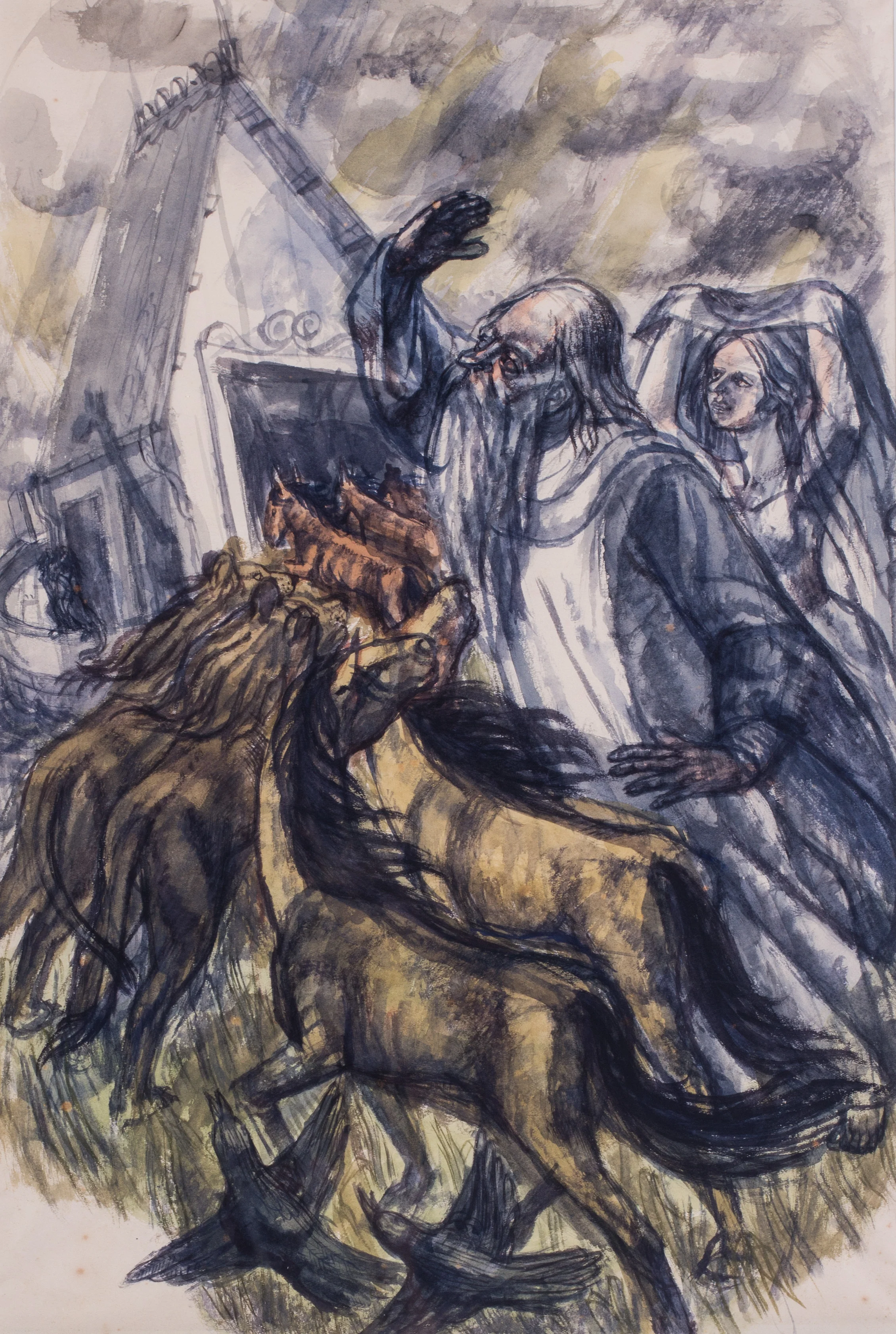 Alan J Tabrun (British, 20th Century) The animals go in by two by two Watercolour on paper 19.3/4 x 13.1/4in. (50 x 33.3cm.) Price: £580