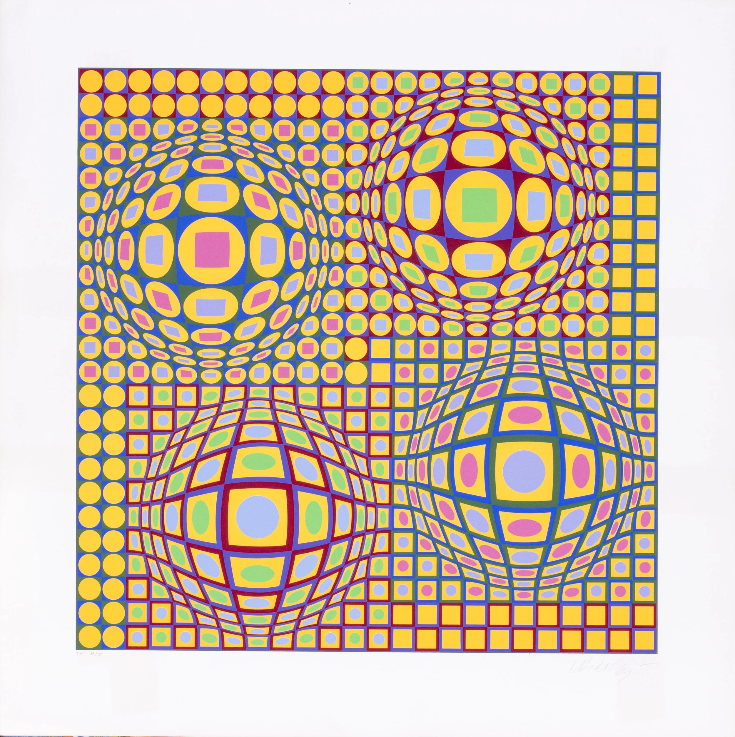 Victor Vasarely Quadrature, 1976-1978 Numbered ‘F.V. 13/50’ and signed ‘Vasarely’ (lower right) Screen print 13.3/4 x 13.3/4 in. (78 x 78 cm.) Price: £1,200