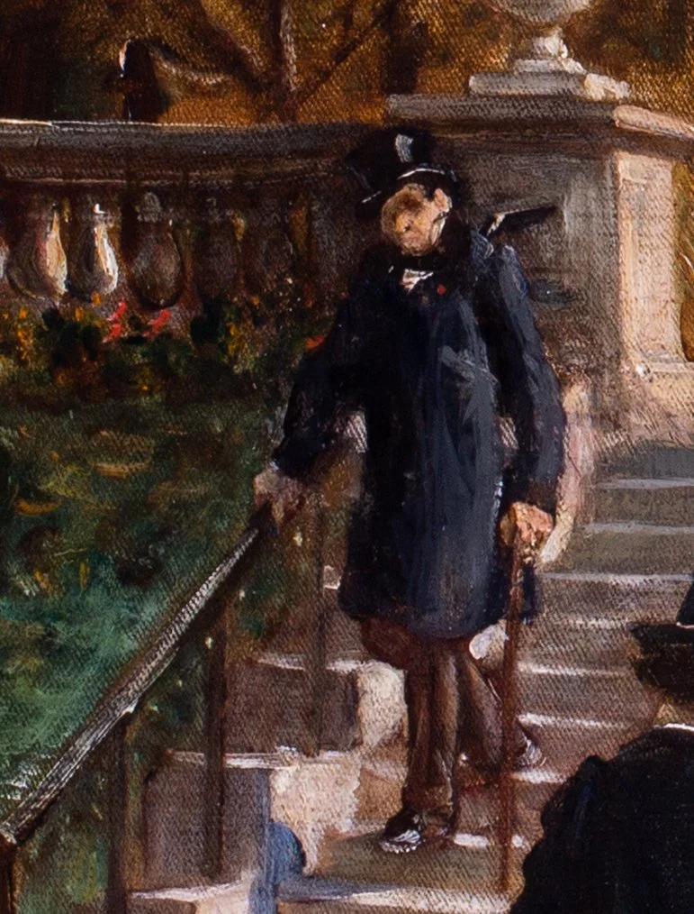 Alfred Dehodencq, 'Figures in the jardin du Luxembourg, Paris ' — Ottocento
