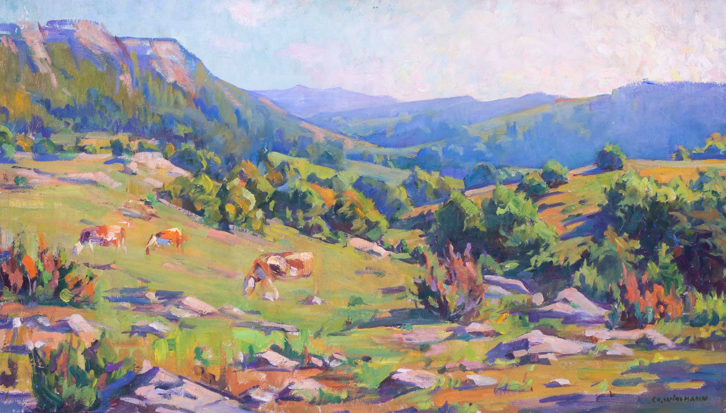 Charles Wittmann, 'Cows grazing in Franche Comte'
