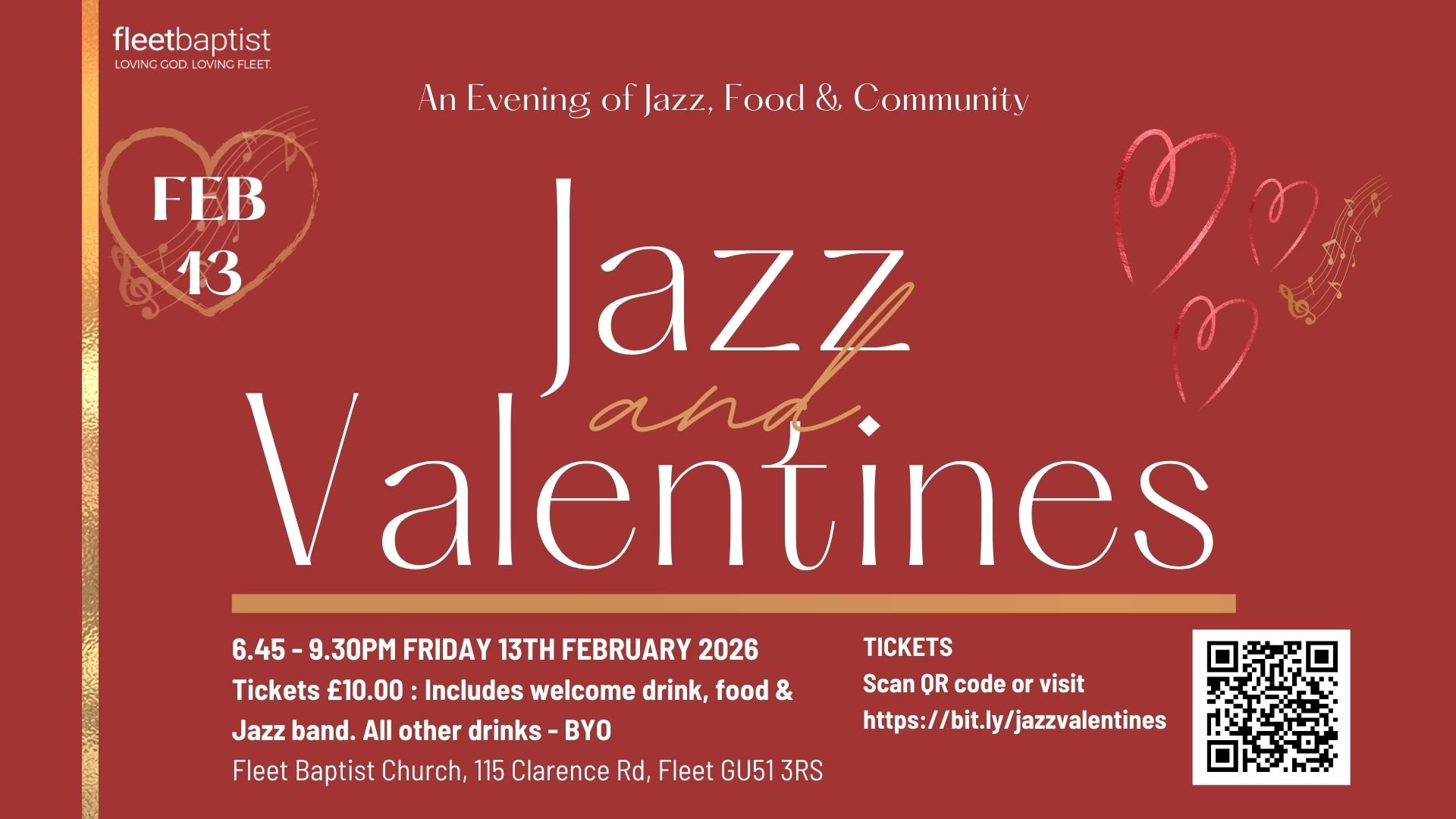 JAZZ &amp; VALENTINES - FRIDAY 13TH FEBRUARY 