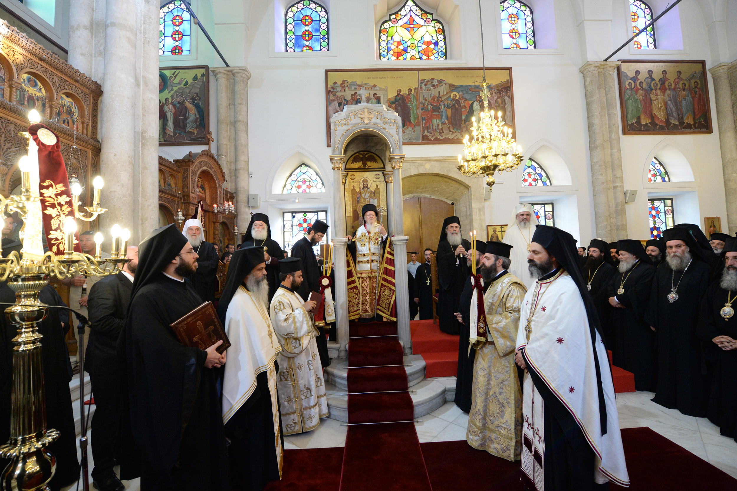 His All-Holiness Ecumenical Patriarch Bartholomew presides over the Doxology and Vespers of Pentecost at the Church of St. Titus in Heraklion, Crete. PHOTOS: Copyright: John Mindala.