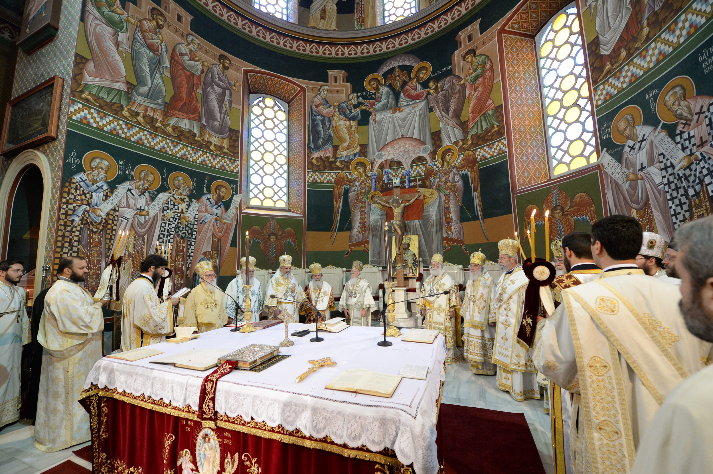 His All-Holiness Ecumenical Patriarch Bartholomew concelebrates the Divine Liturgy on the Feast of Pentecost with the Primates of the Local Orthodox Churches at St. Menas Cathedral in Heraklion, Crete. PHOTO: © JOHN MINDALA.