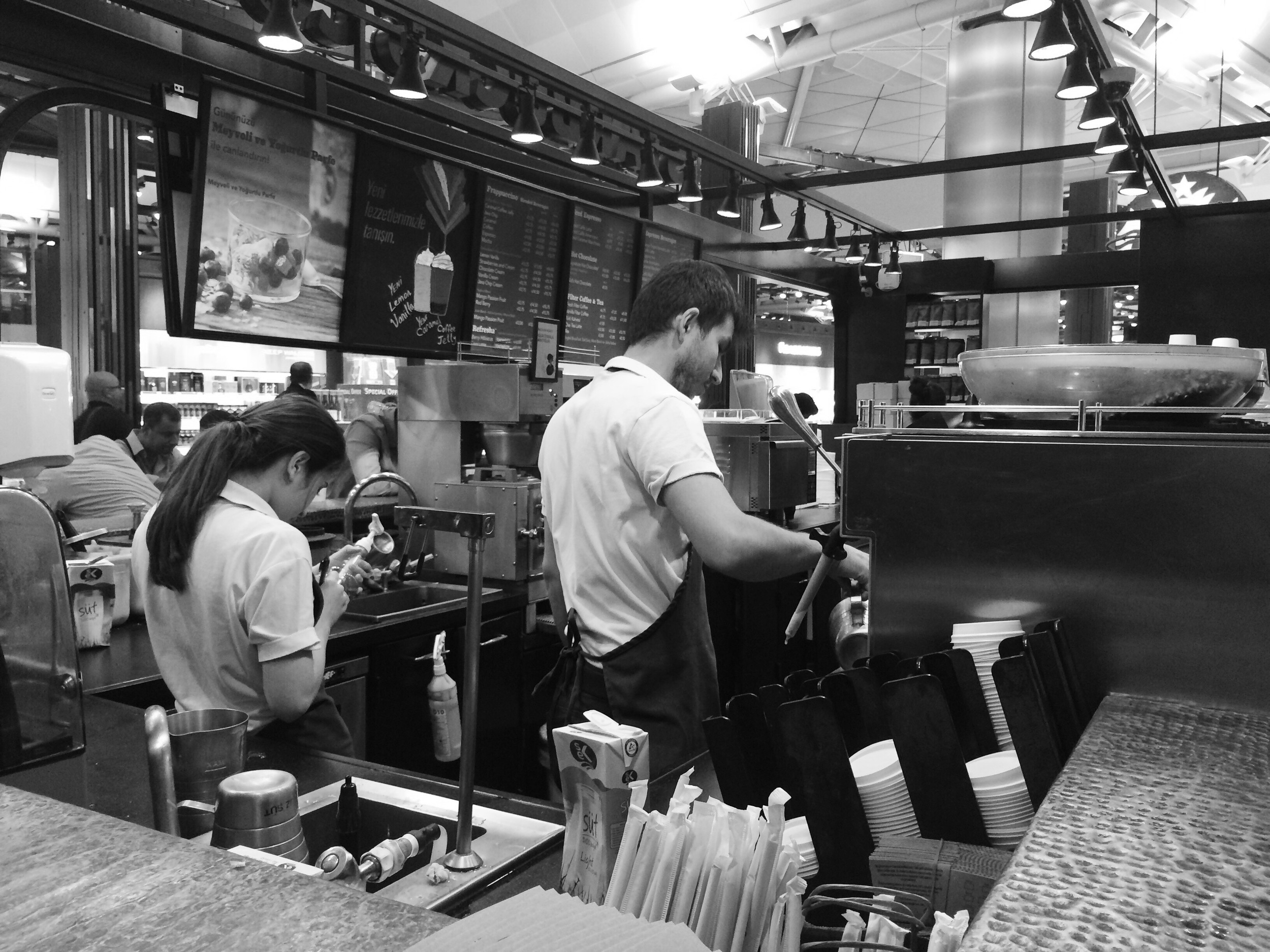 Late night Starbucks baristas