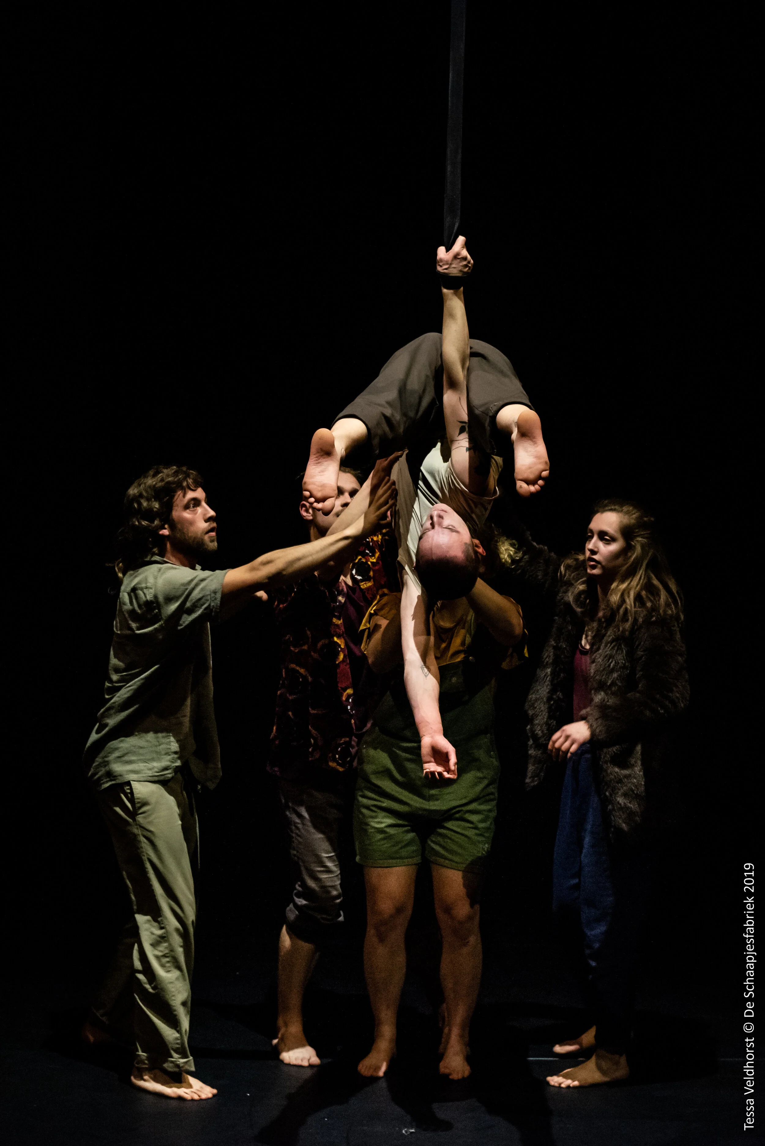 Suspended upside down