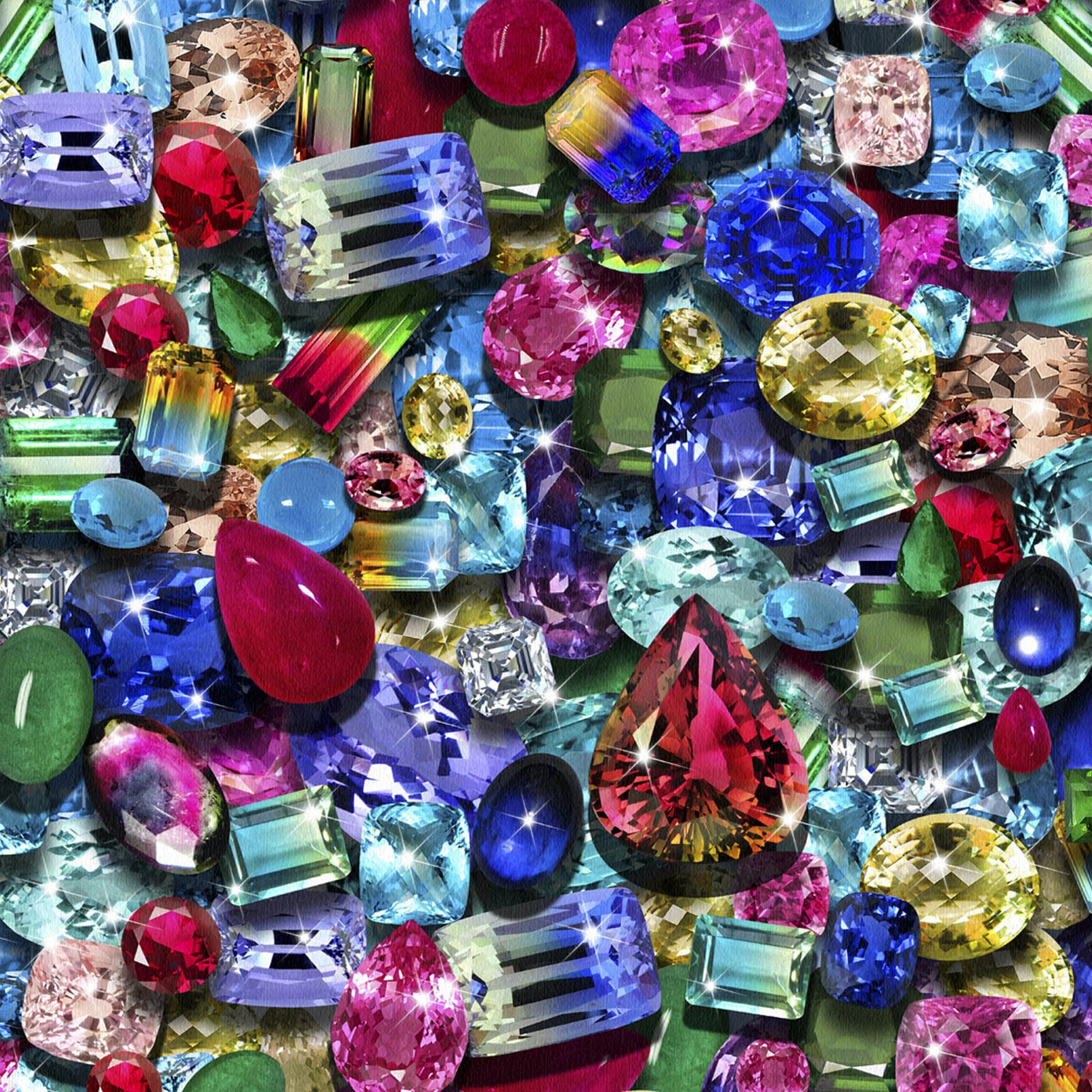 Gemstone Jewel Motif Cotton Duvet Cover