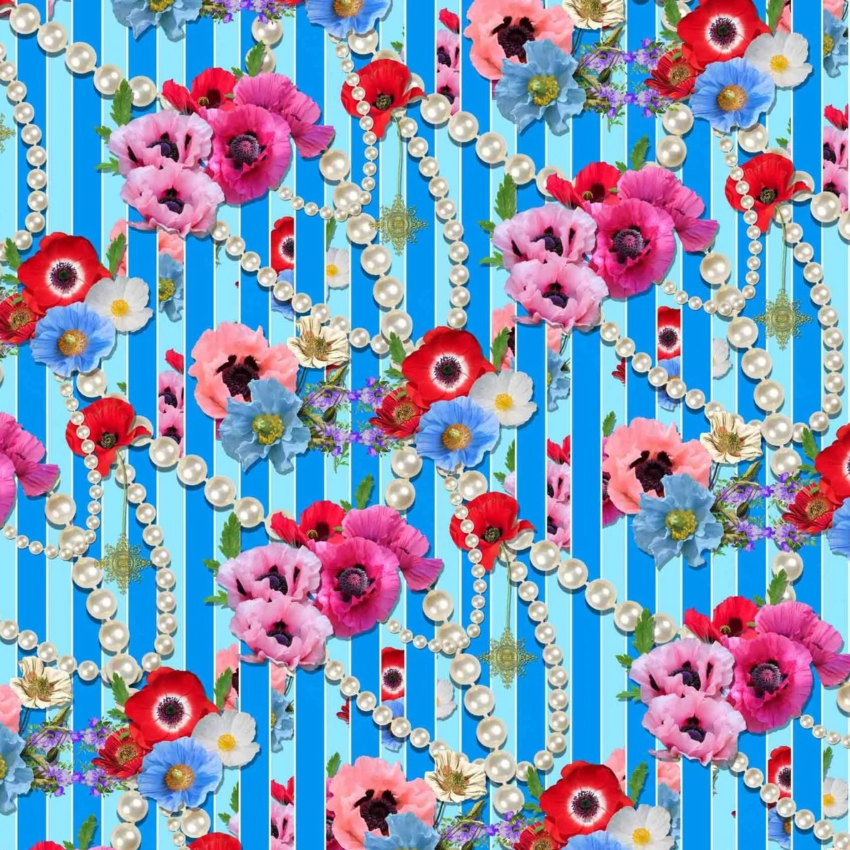 blue striped floral cotton bed sheets