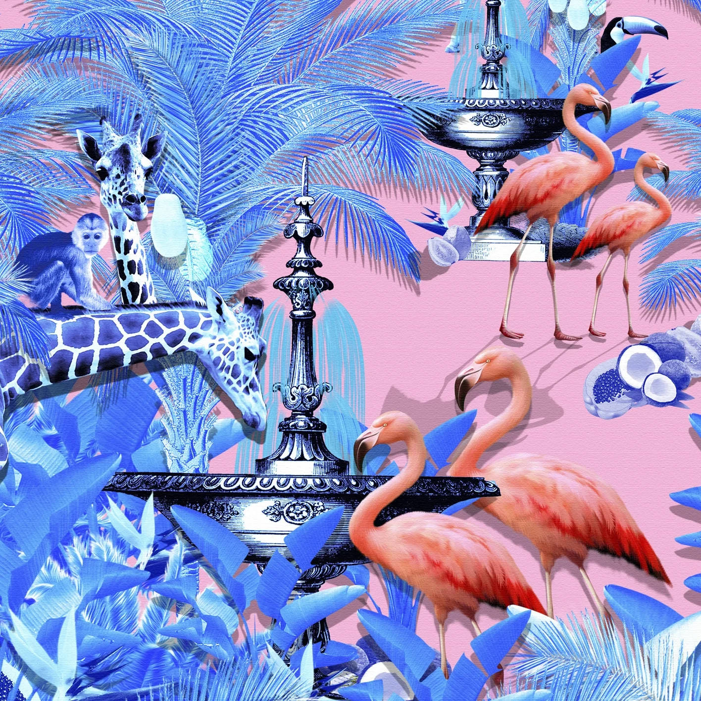 pink flamingo tea towel