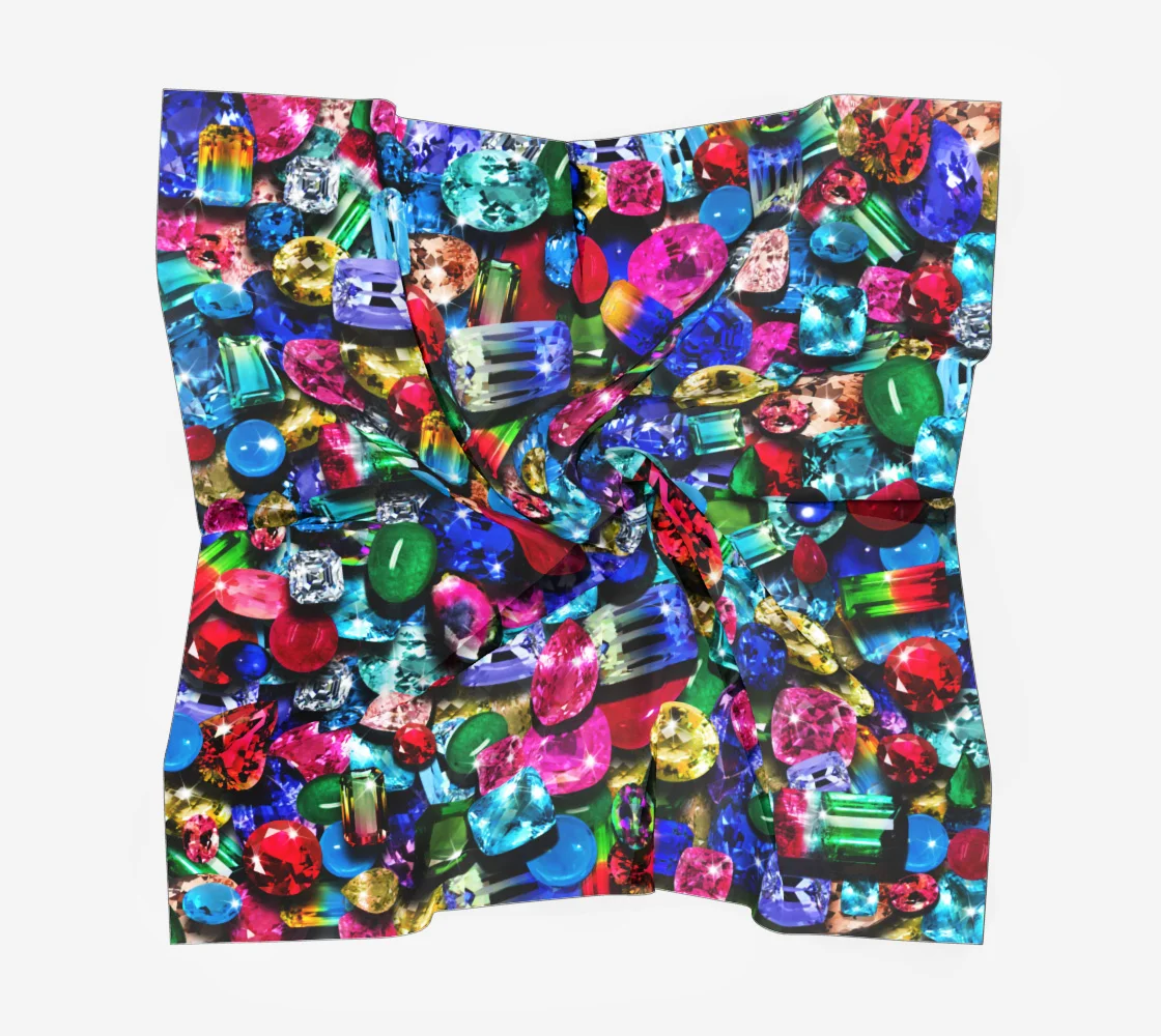 Jewel Motif Silk Square Scarf