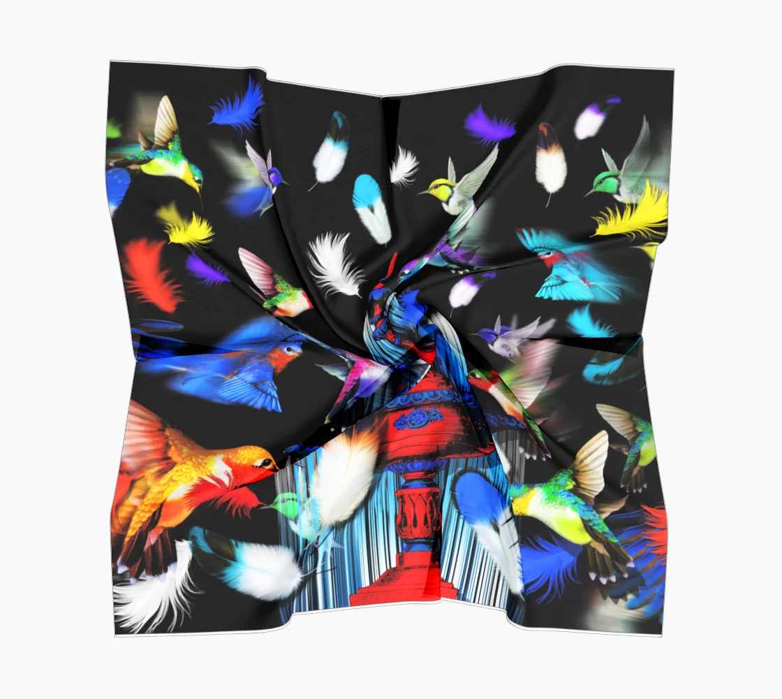 hummingbird silk scarf