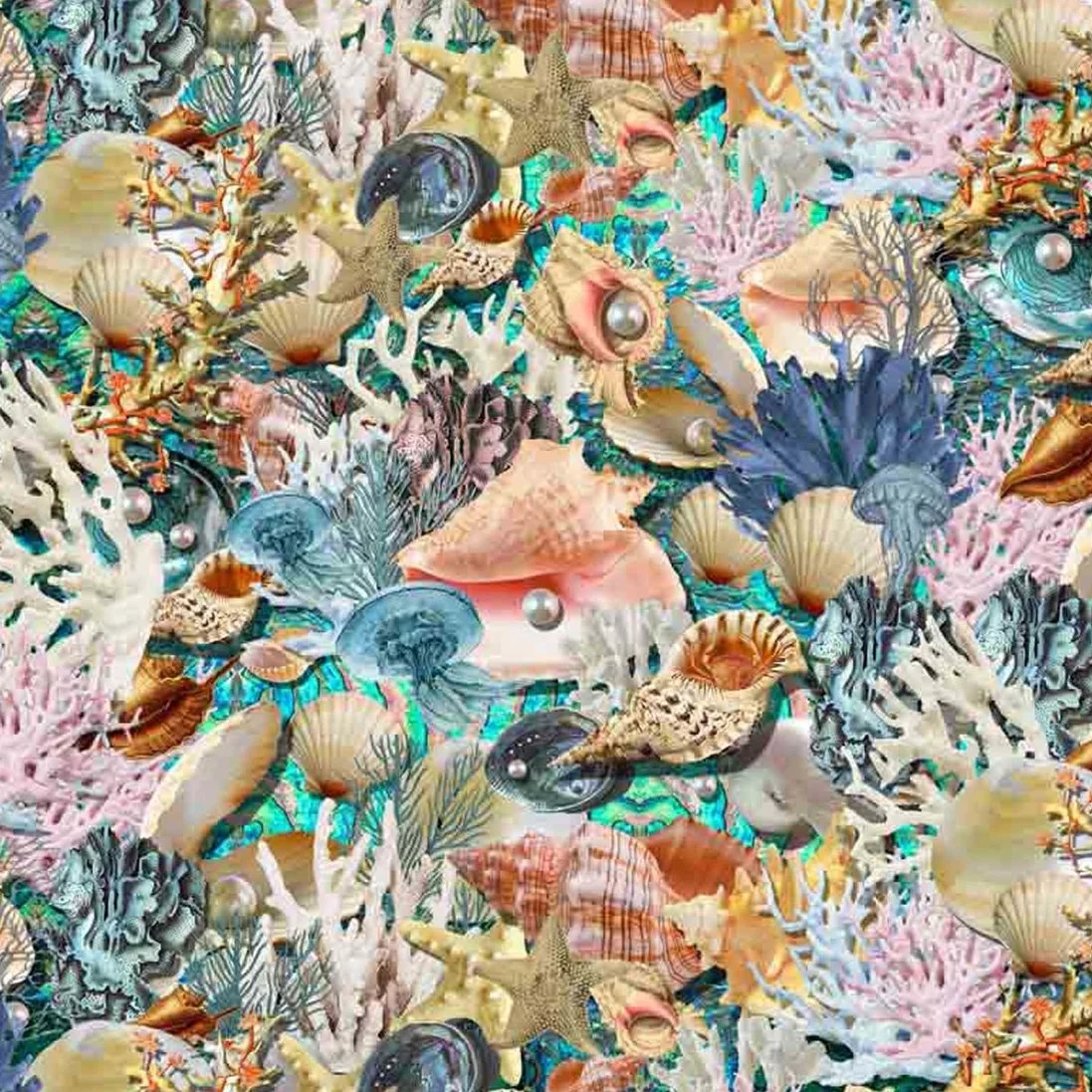 seashell motif throw blanket