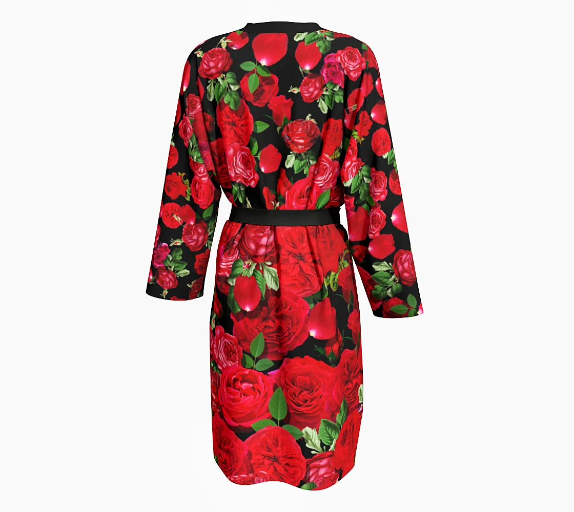 red rose black bath robe