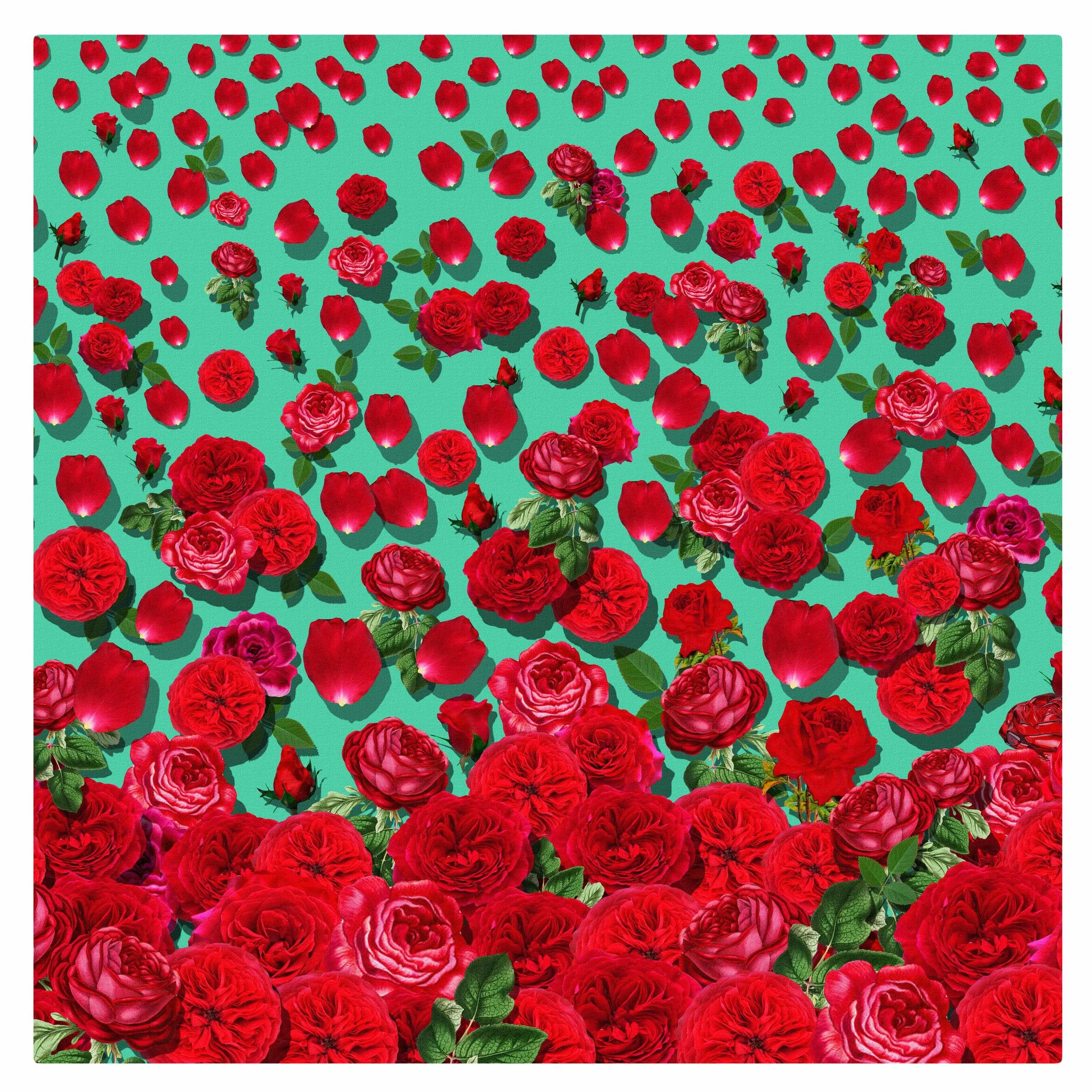 red roses on mint green background duvet cover