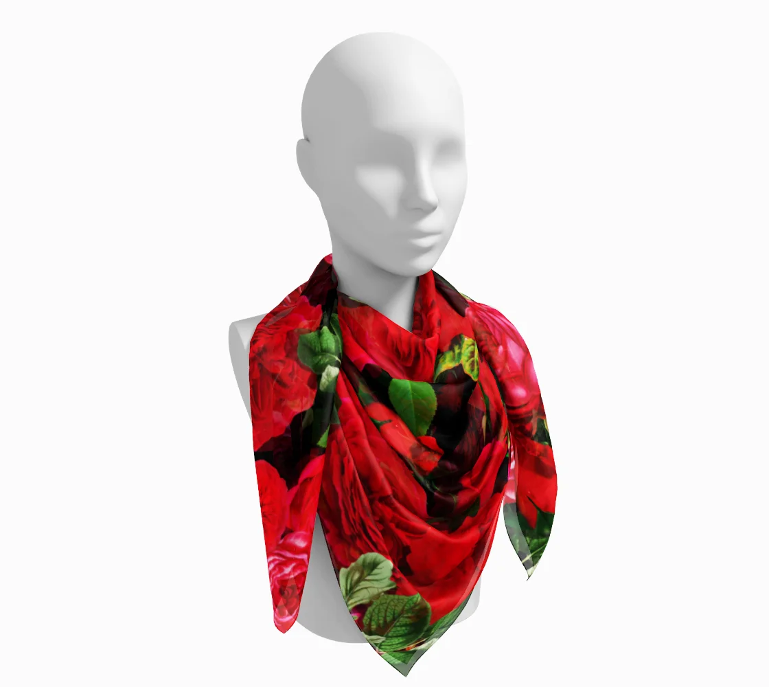 red rose black silk scarfRed Rose Black Silk Square Scar