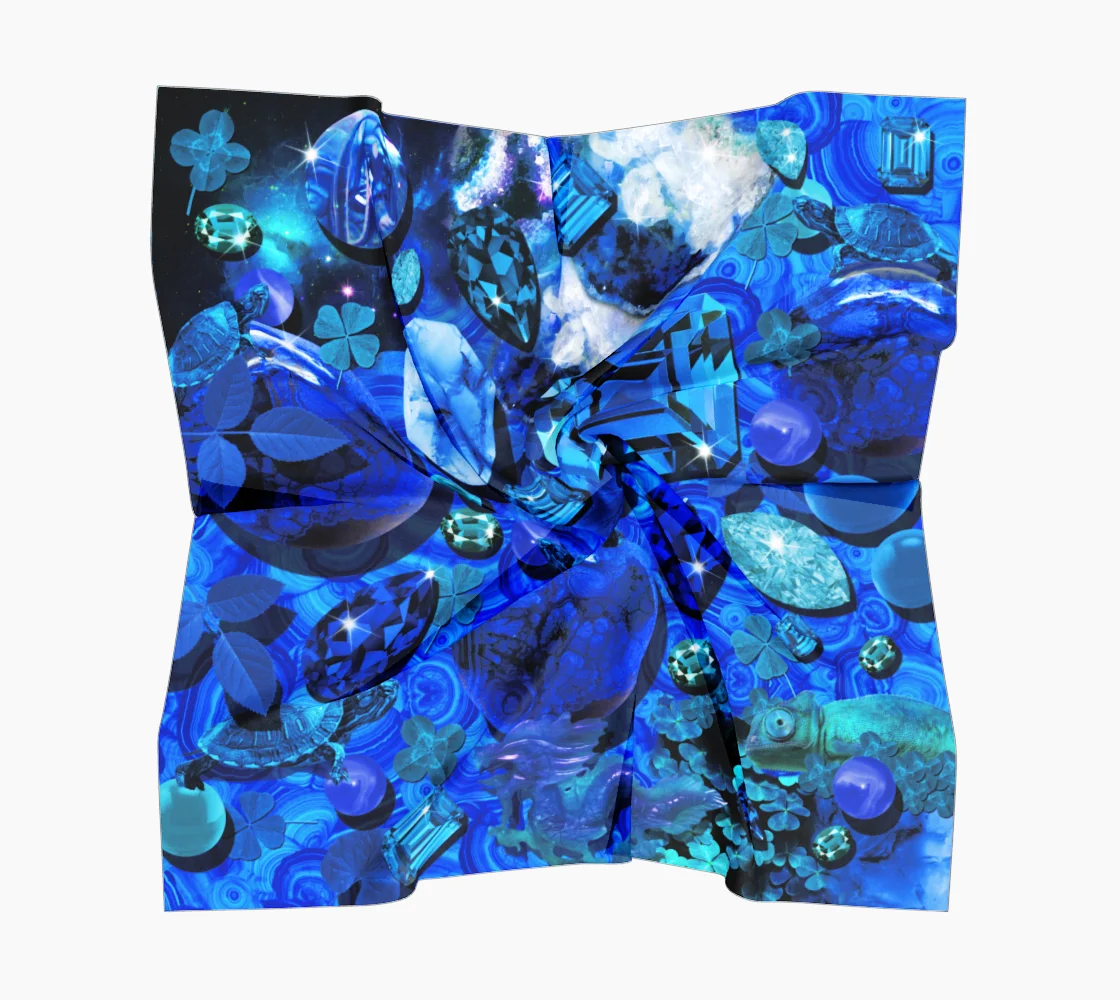 Blue Sapphires Silk Square Scarf