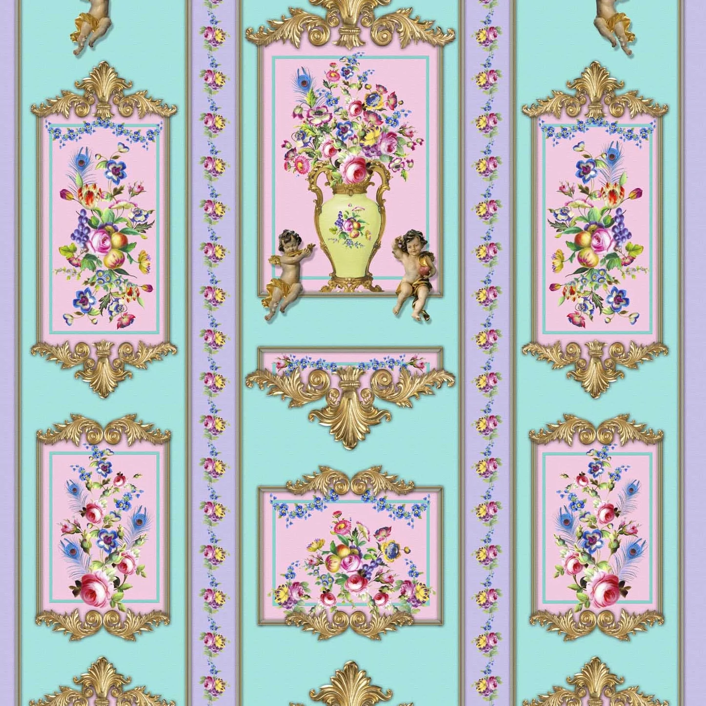 french baroque pastel tea towel