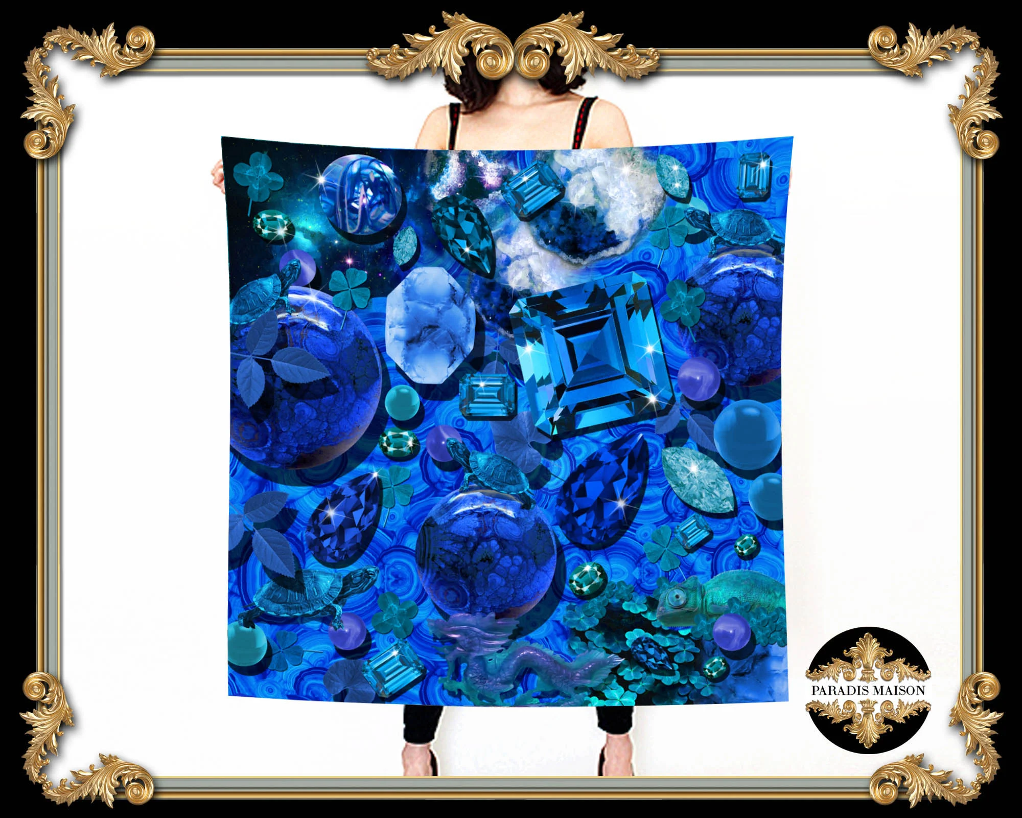 Blue Sapphire Silk Square Scarf