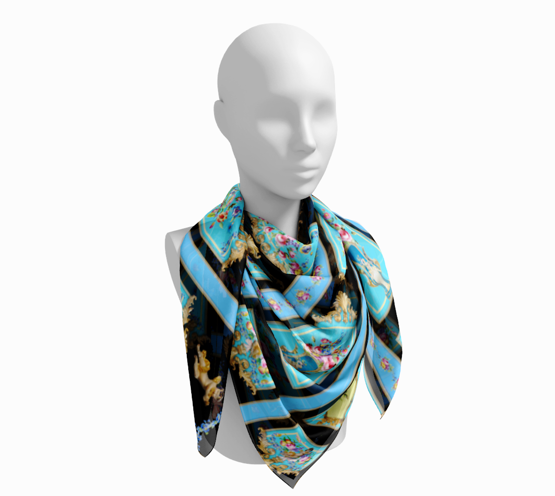 blue french silk scarf