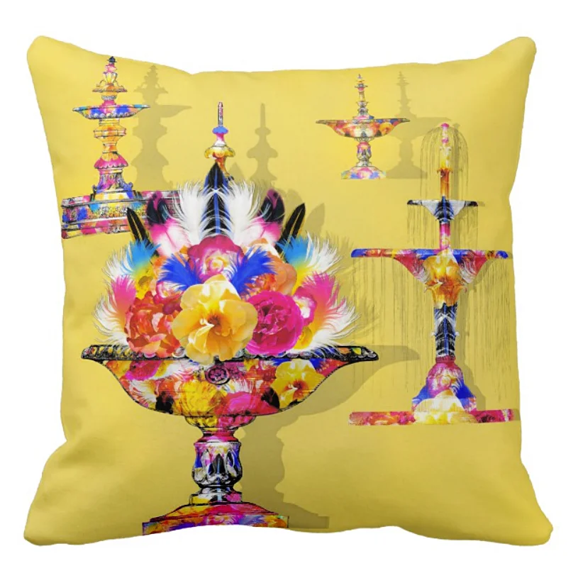 YELLOW VELVET THROW PILLOW