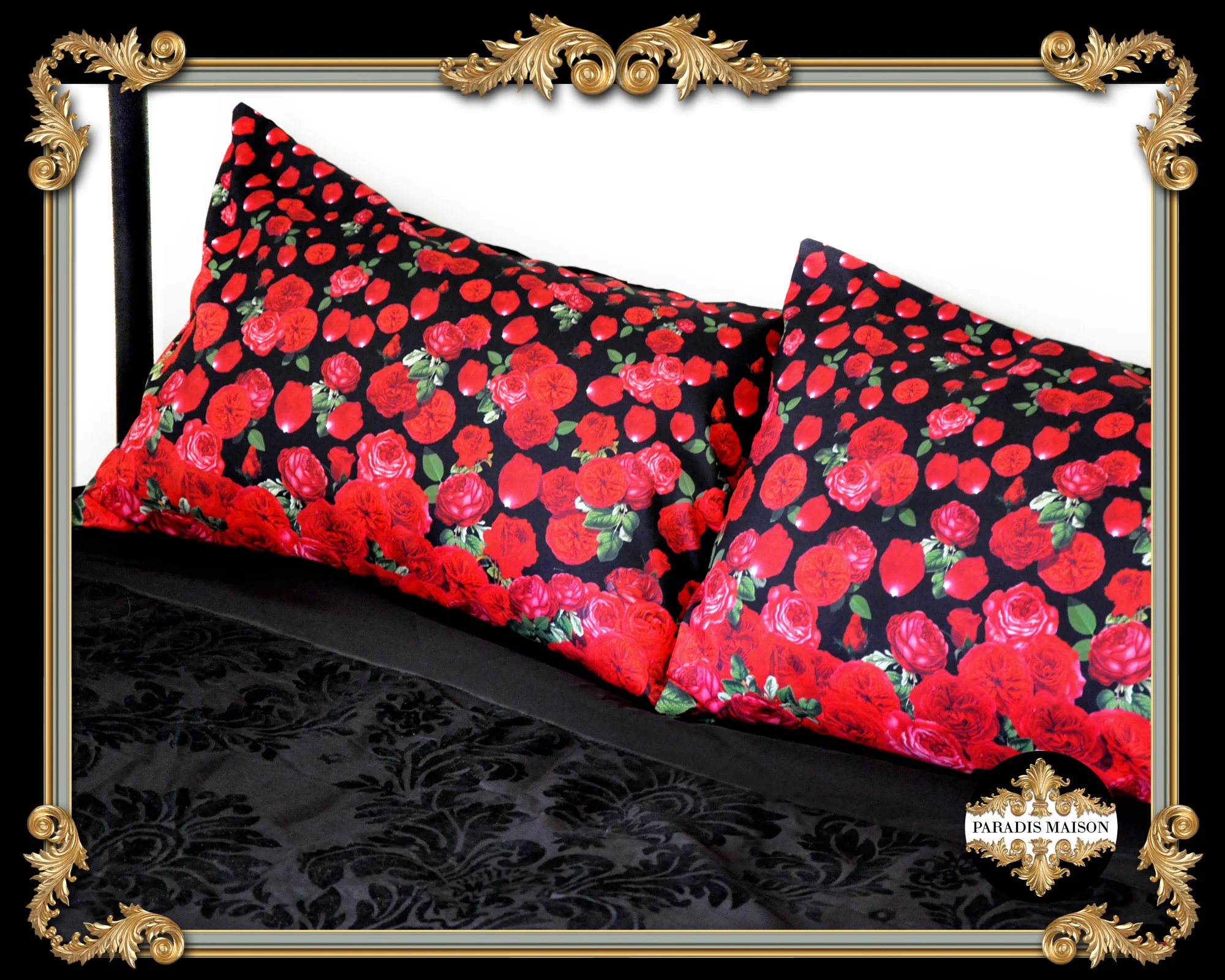 RED ROSES PILLOW SHAMS COTTON