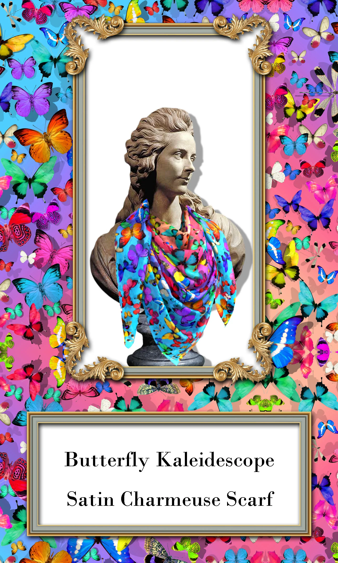 COLORFUL BUTTERFLIES SILK SCARF