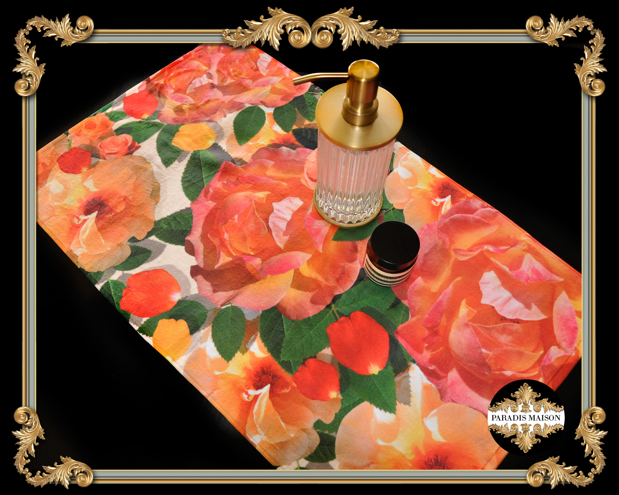 orange roses hand towel