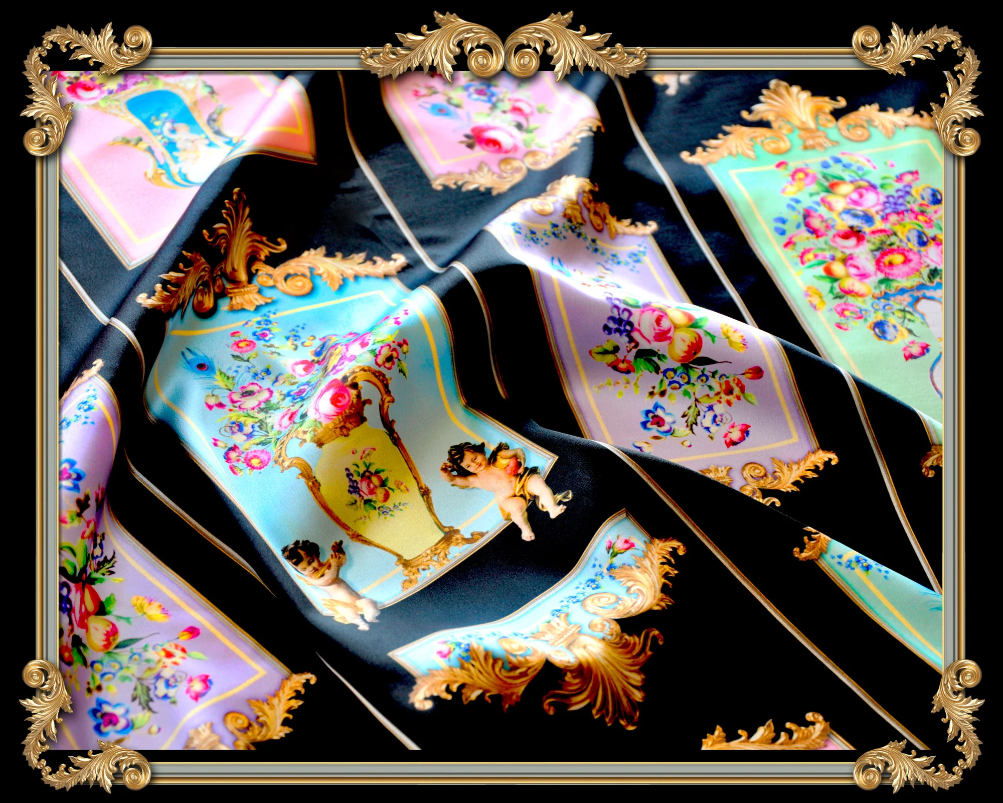 FRENCH ROCOCO GOLD SILK SCARF