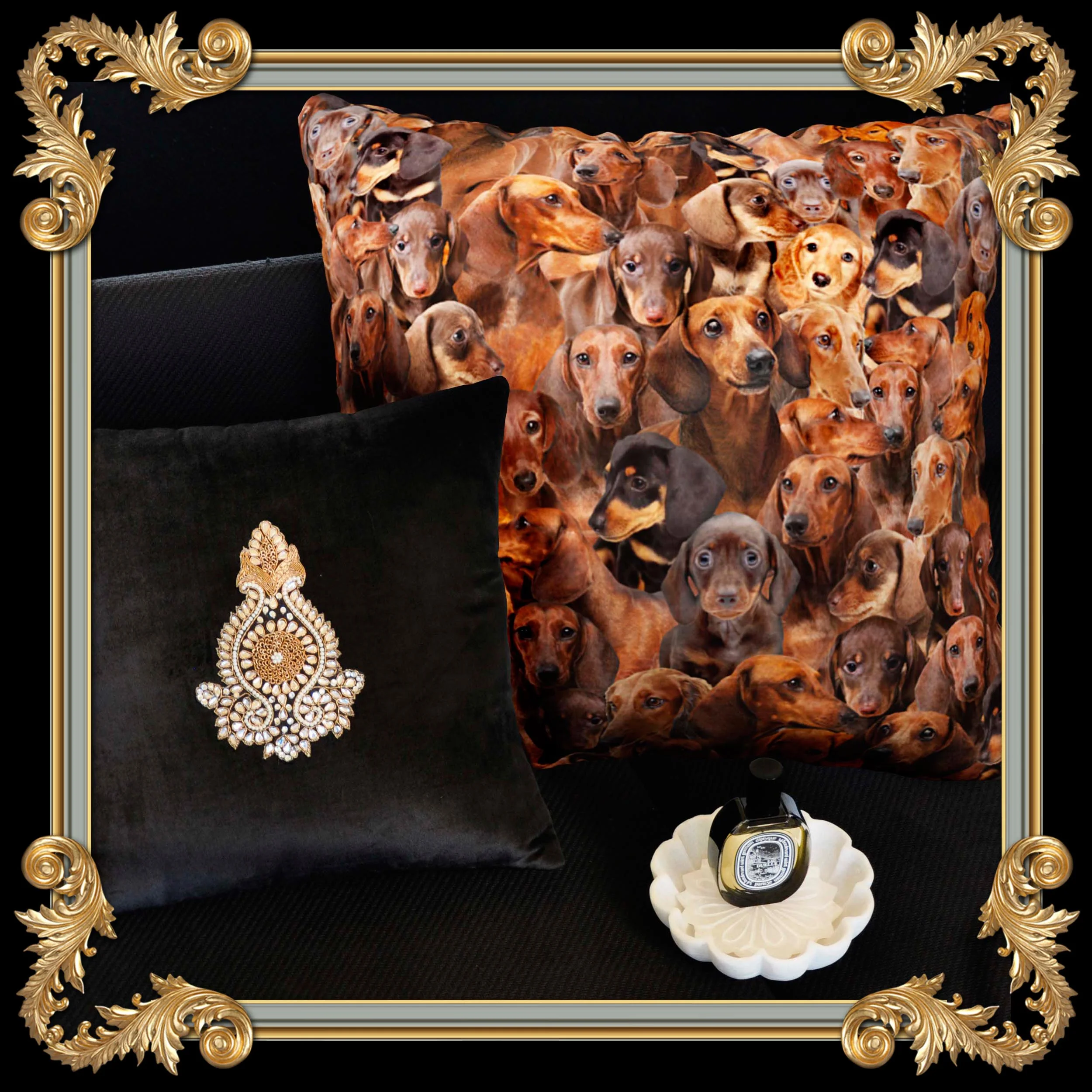 dachshund puppy sofa throw pillow