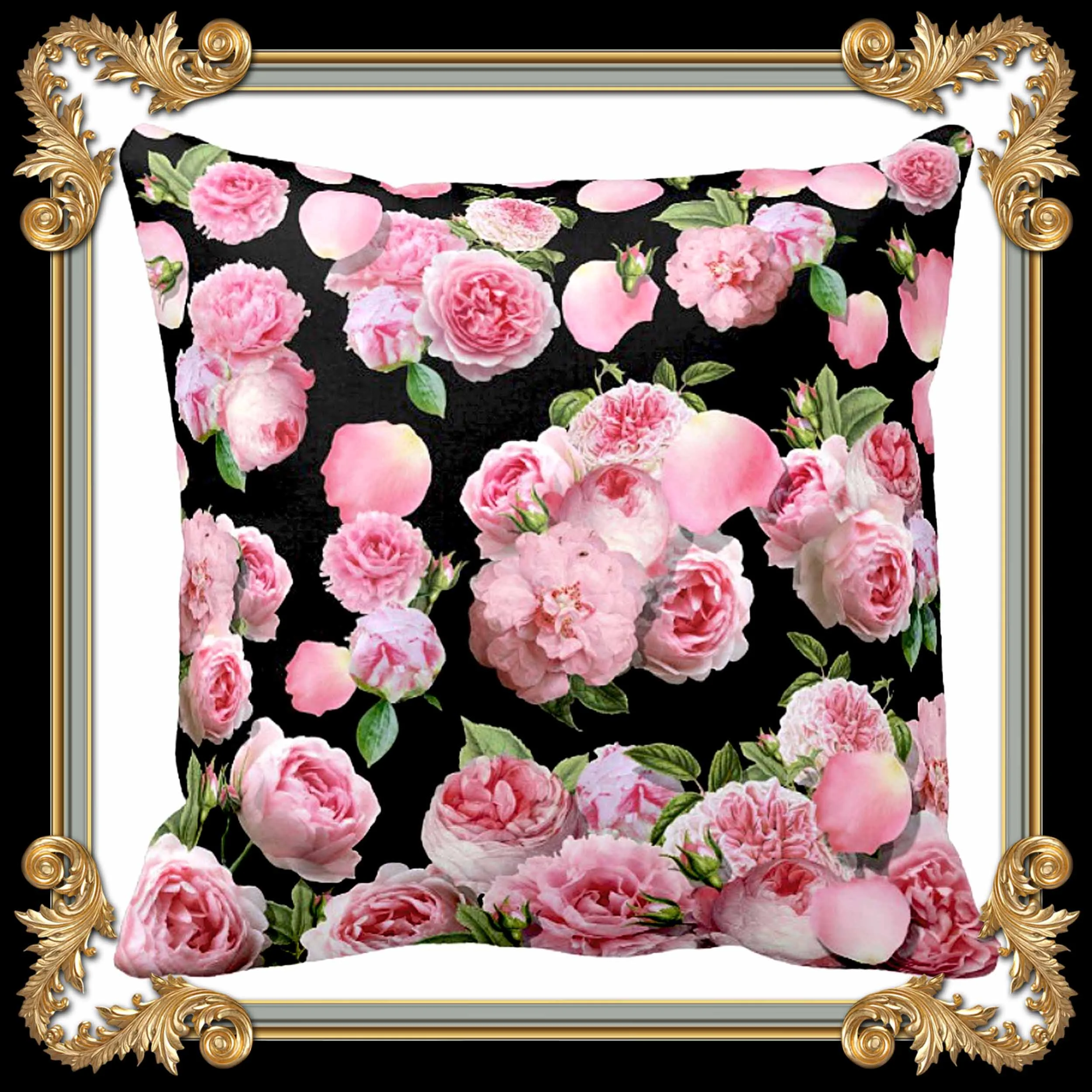 BLACK PEONY THROW PILLOW ONLINE
