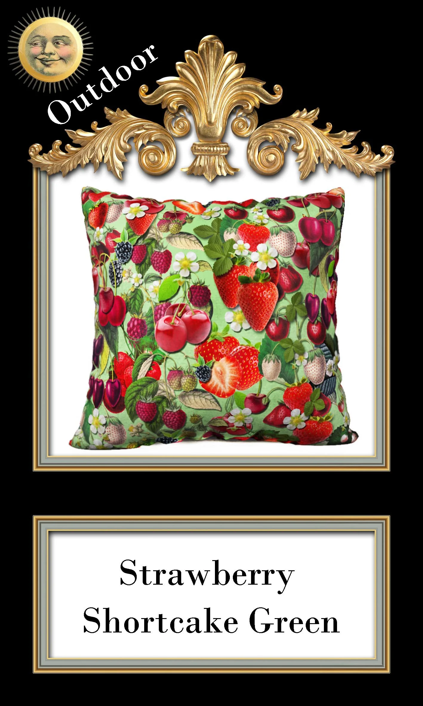 strawberry print outdoor pillow