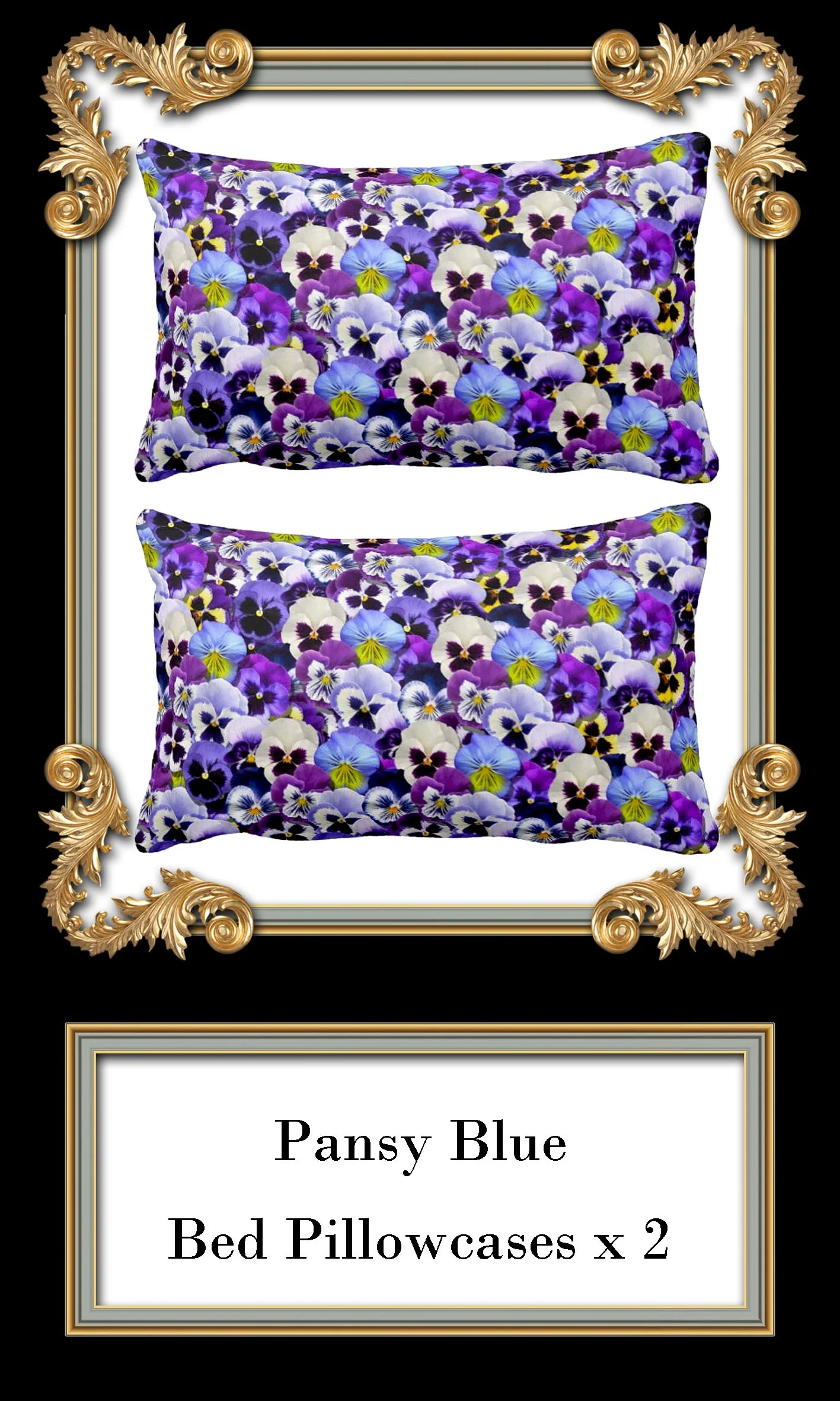 BLUE PANSY FLOWER BED SHEETS