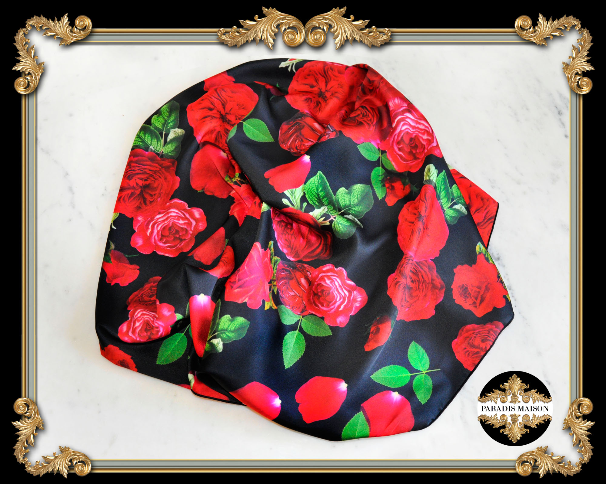 RED ROSE SILK SCARF