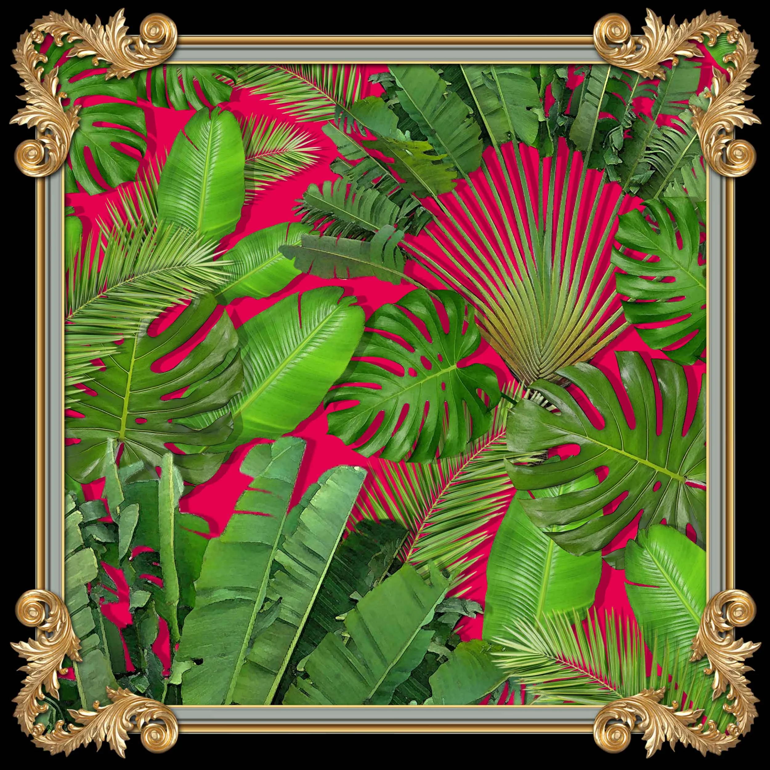 Palm Tree Fuchsia Dish Towel