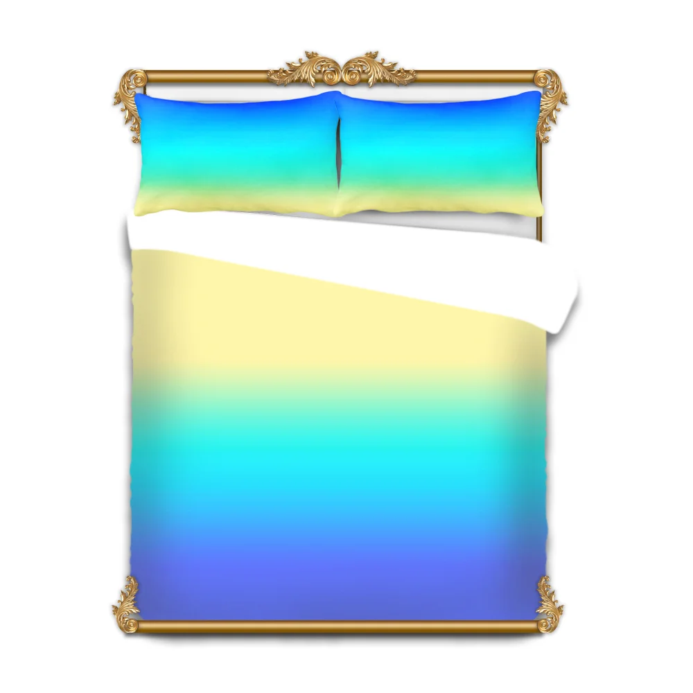 Blue, Turquoise & Yellow Ombre Comforter Cover