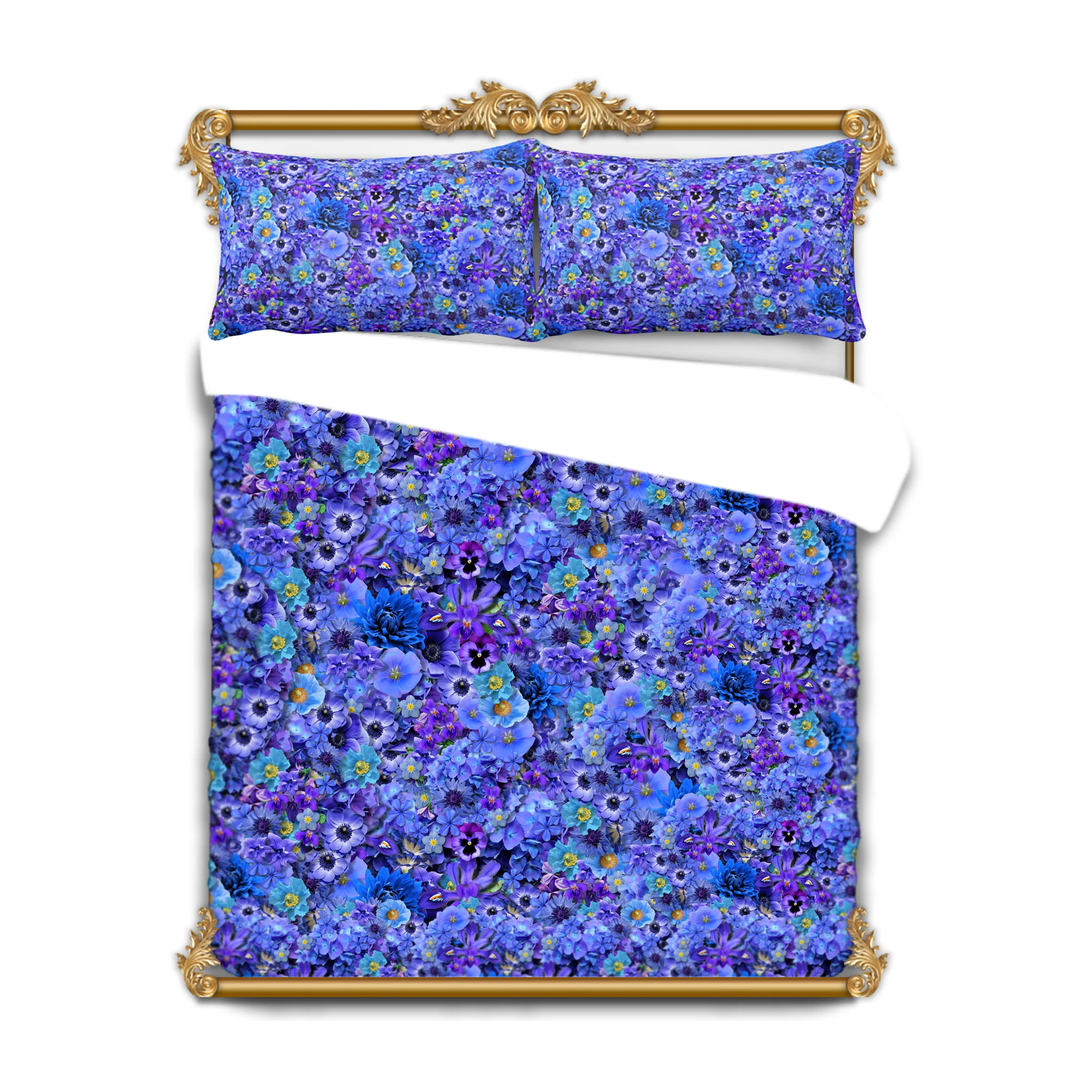 blue floral cotton duvet cover
