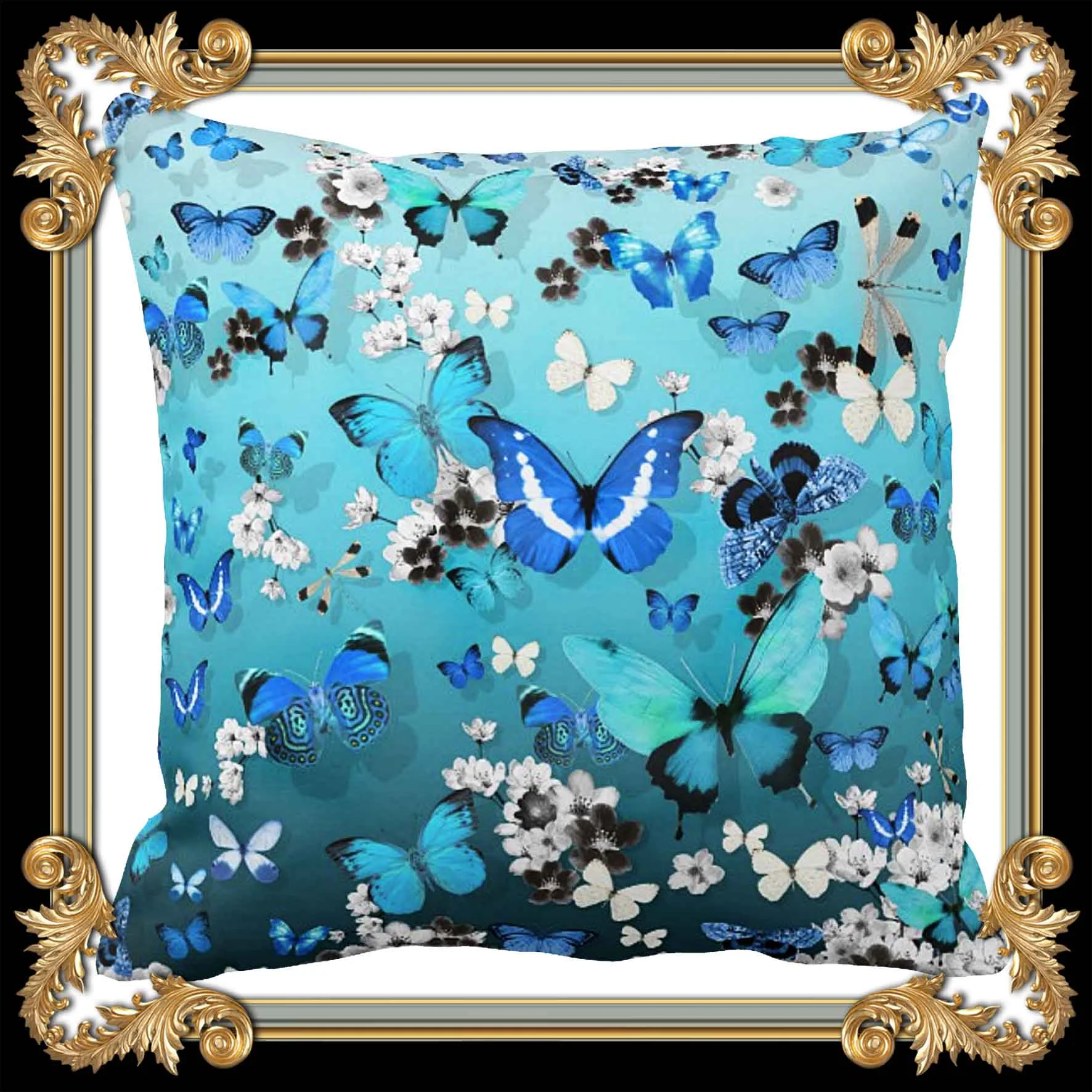 TEAL BUTTERFLY THROW PILLOW USA