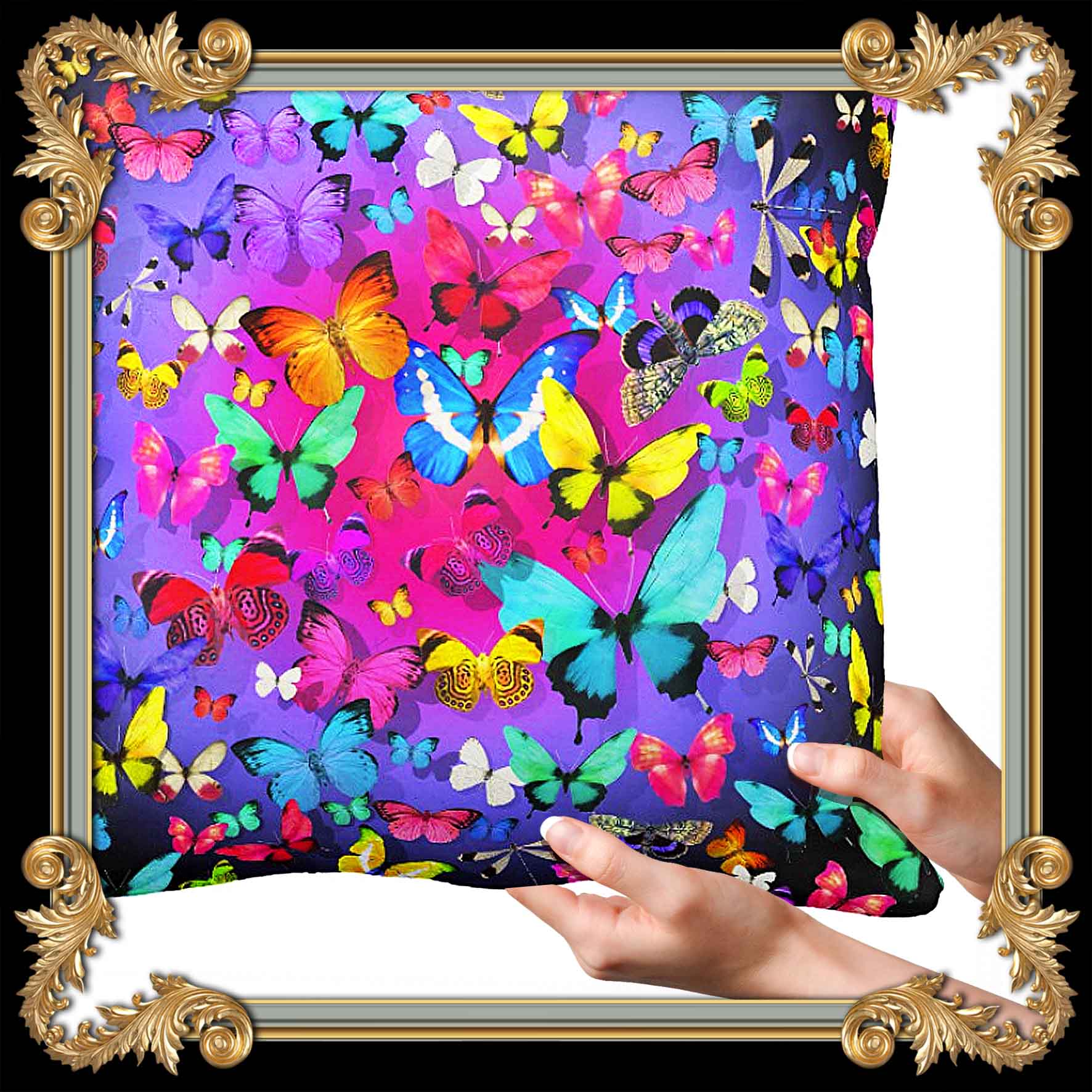 PURPLE PINK BUTTERFLY PILLOW