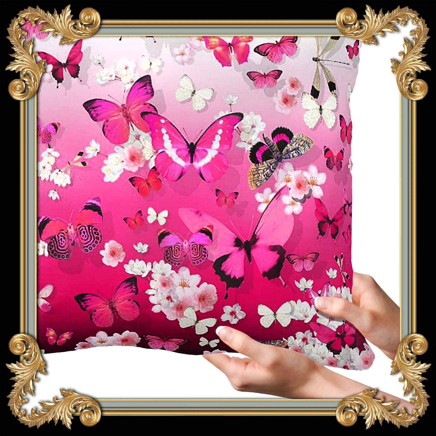 PINK VELVET BUTTERFLY PILLOW