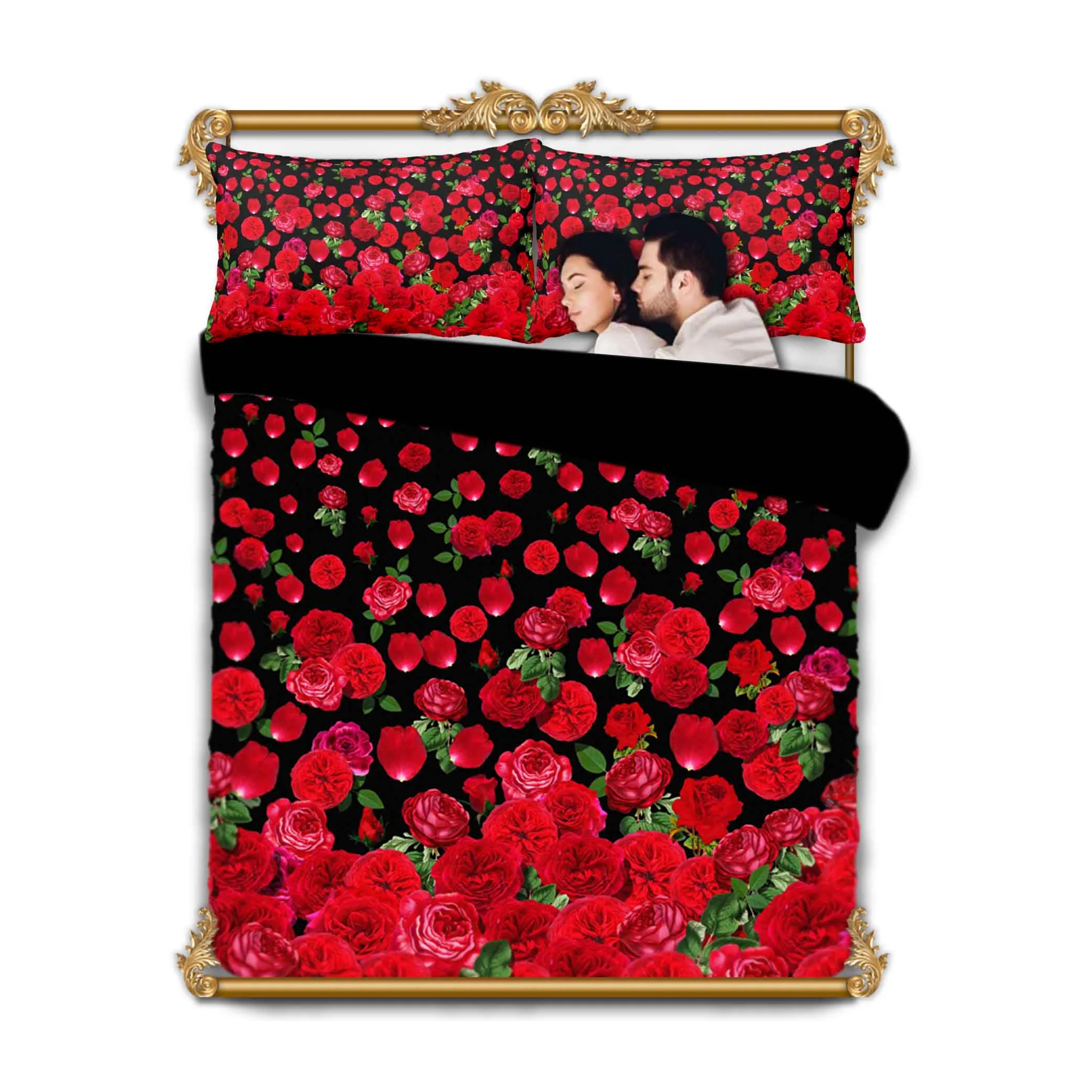 RED ROSE COTTON BED SHEETS