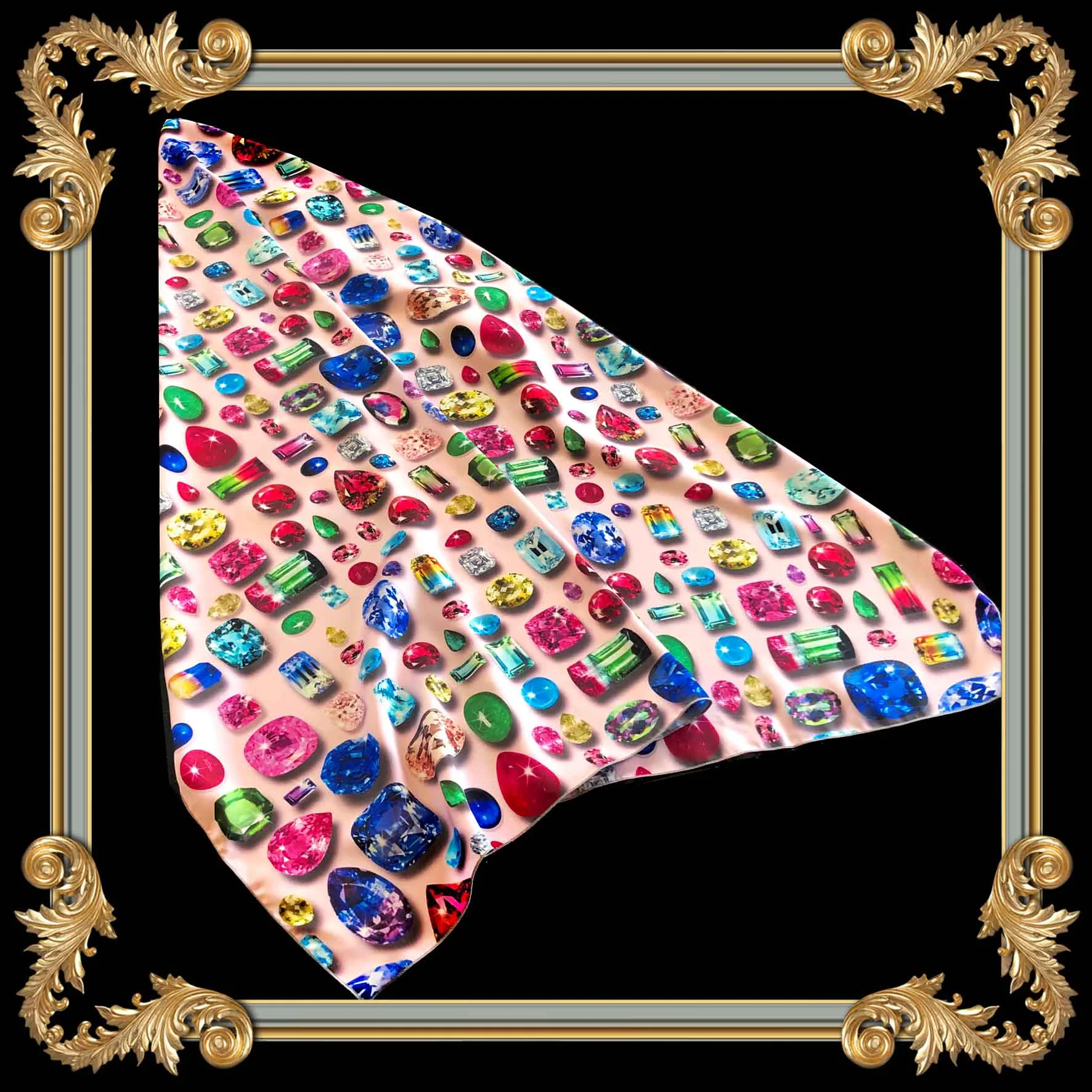 jewel print silk scarf online USA