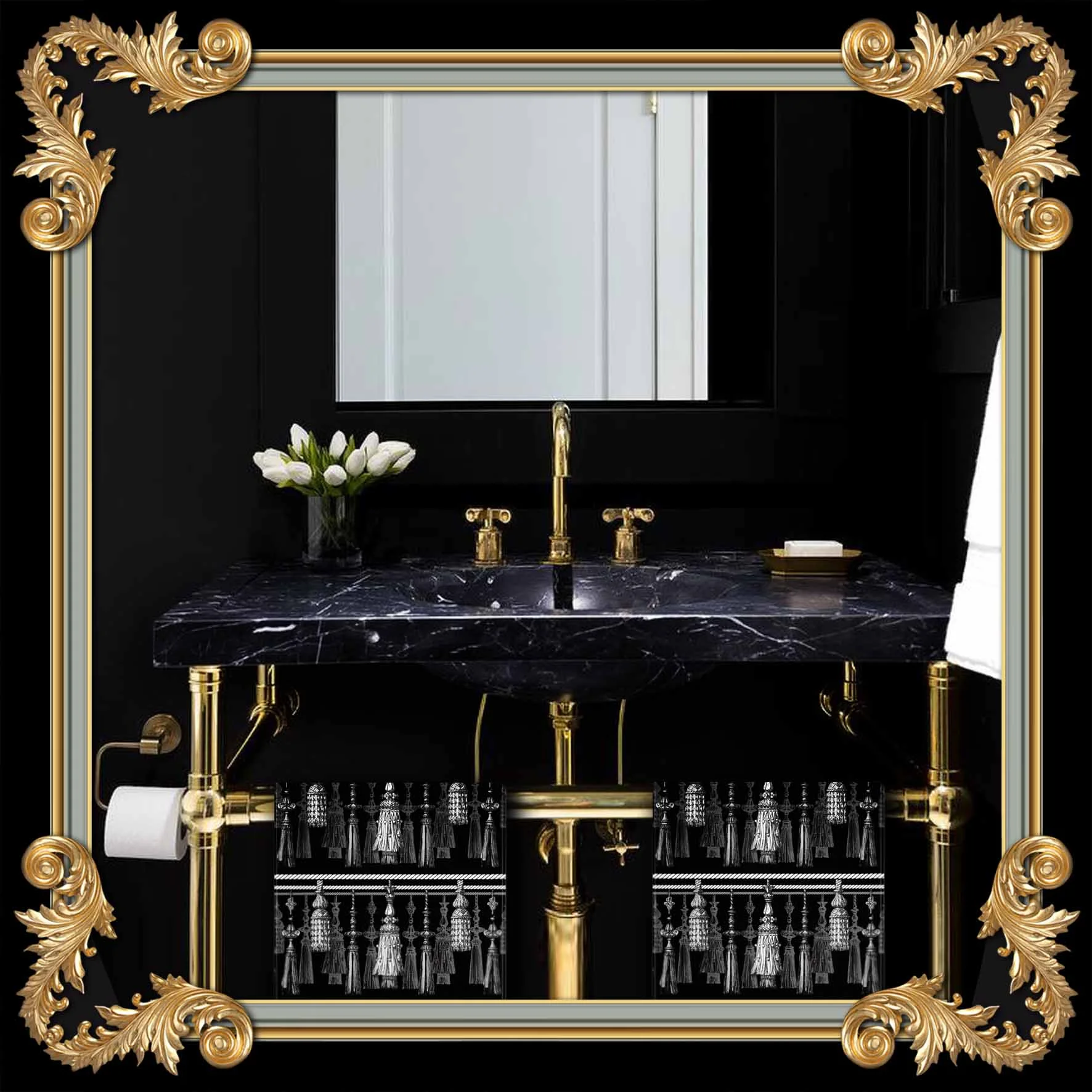 BLACK TASSEL TOWELS