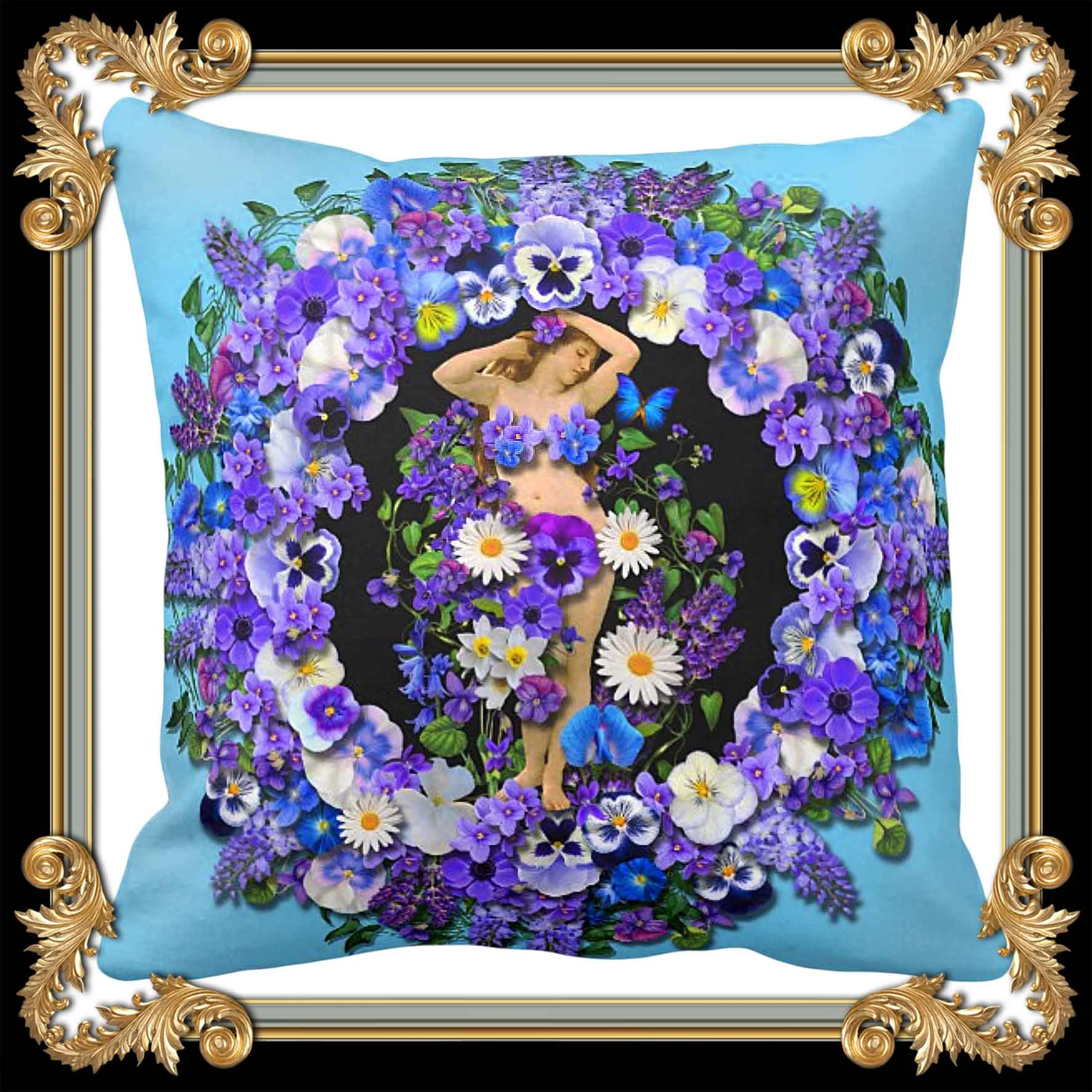 violet flowers pillow