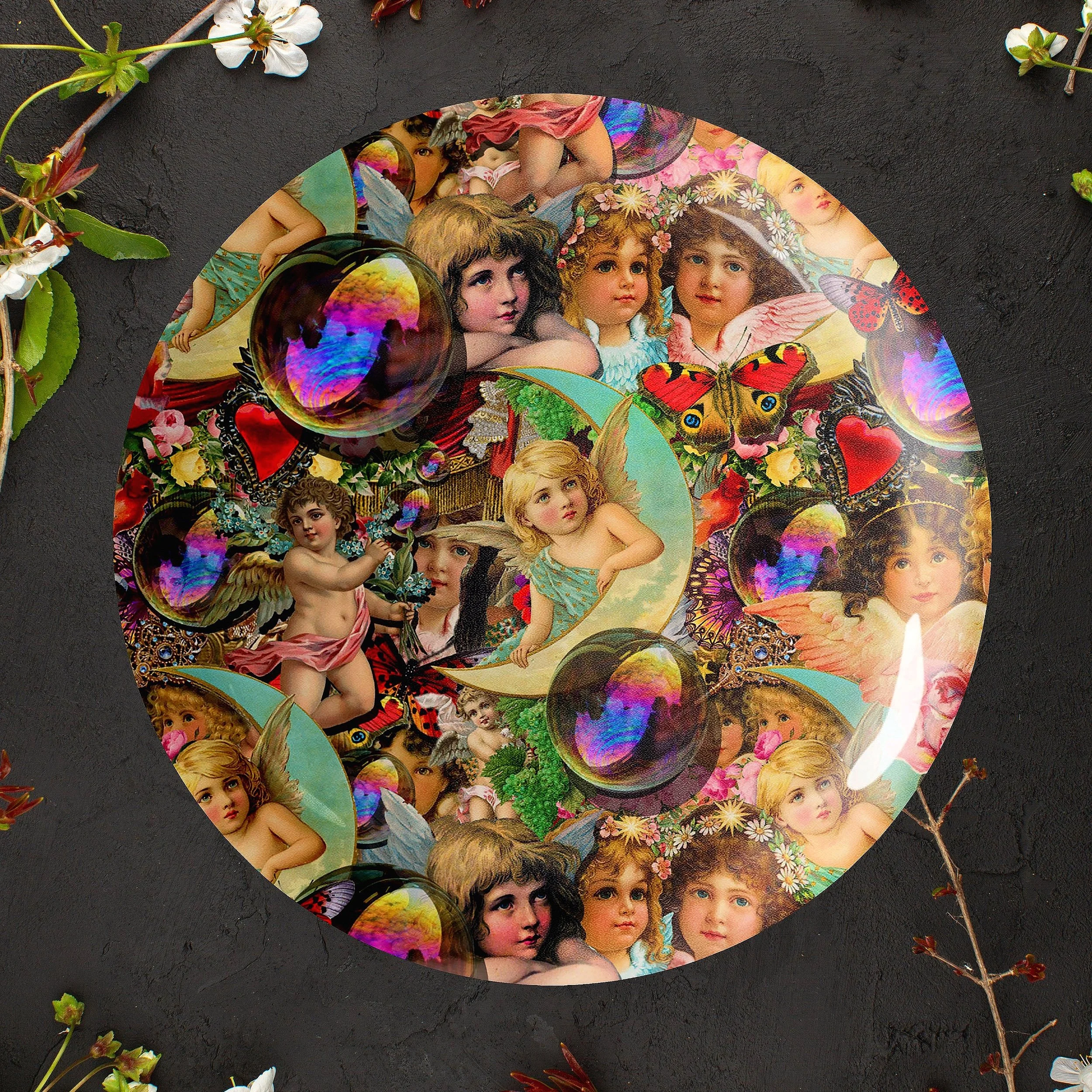 DECOUPAGE ANGELS CERAMIC PLATE